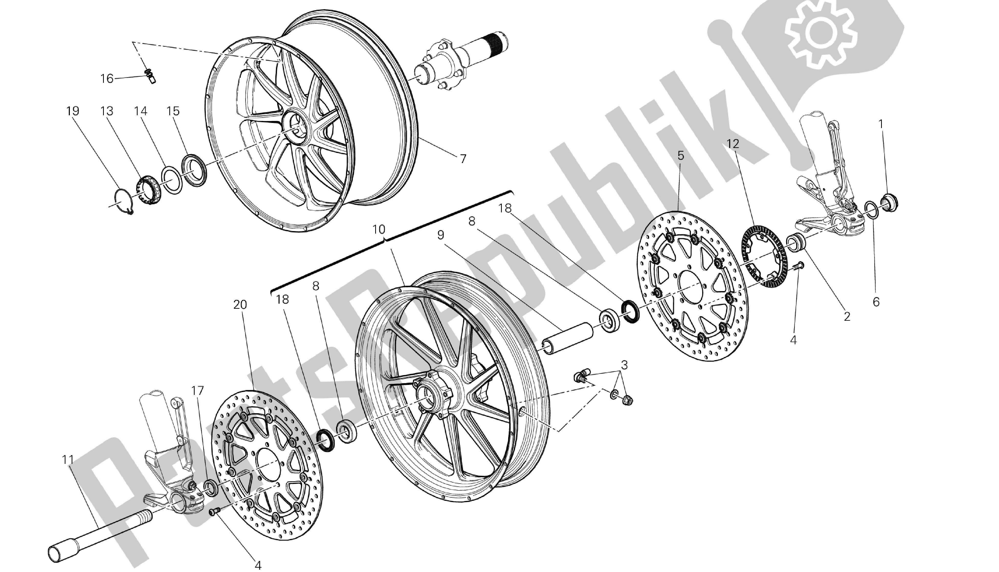 Todas las partes para Dibujo 026 - Ruedas [m Od: Dvlc; Xst: Aus, Bra, Chn, Eur, Fra, Jap, Th Ai] Group Fr Ame de Ducati Diavel Carbon 1200 2013