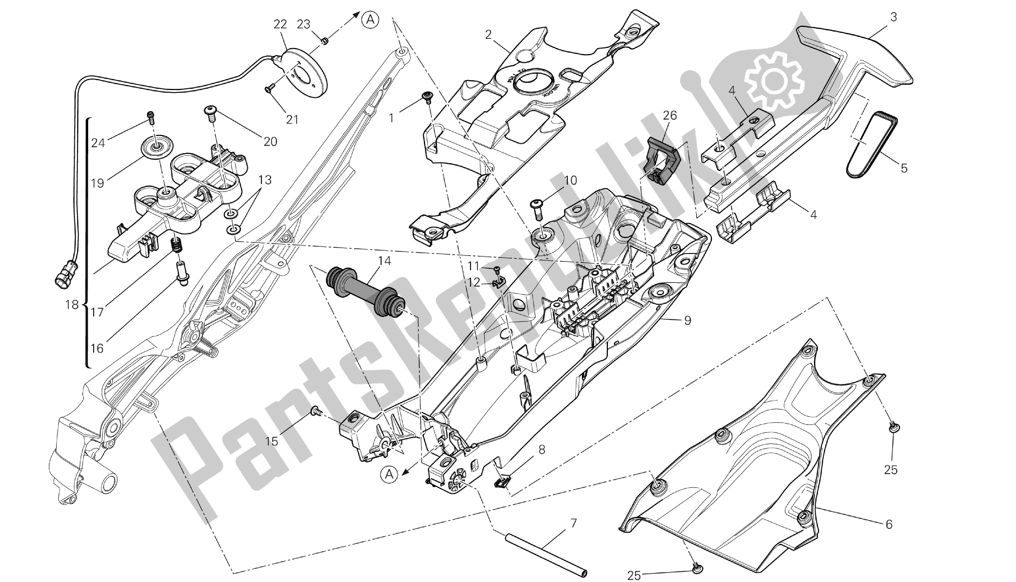 Todas las partes para Dibujo 027 - Cuadro Trasero Comp. [m Od: Dvlc; Xst: Aus, Bra, Chn, Eur, Fra, Jap, Th Ai] Grupo De Amigos de Ducati Diavel Carbon 1200 2013