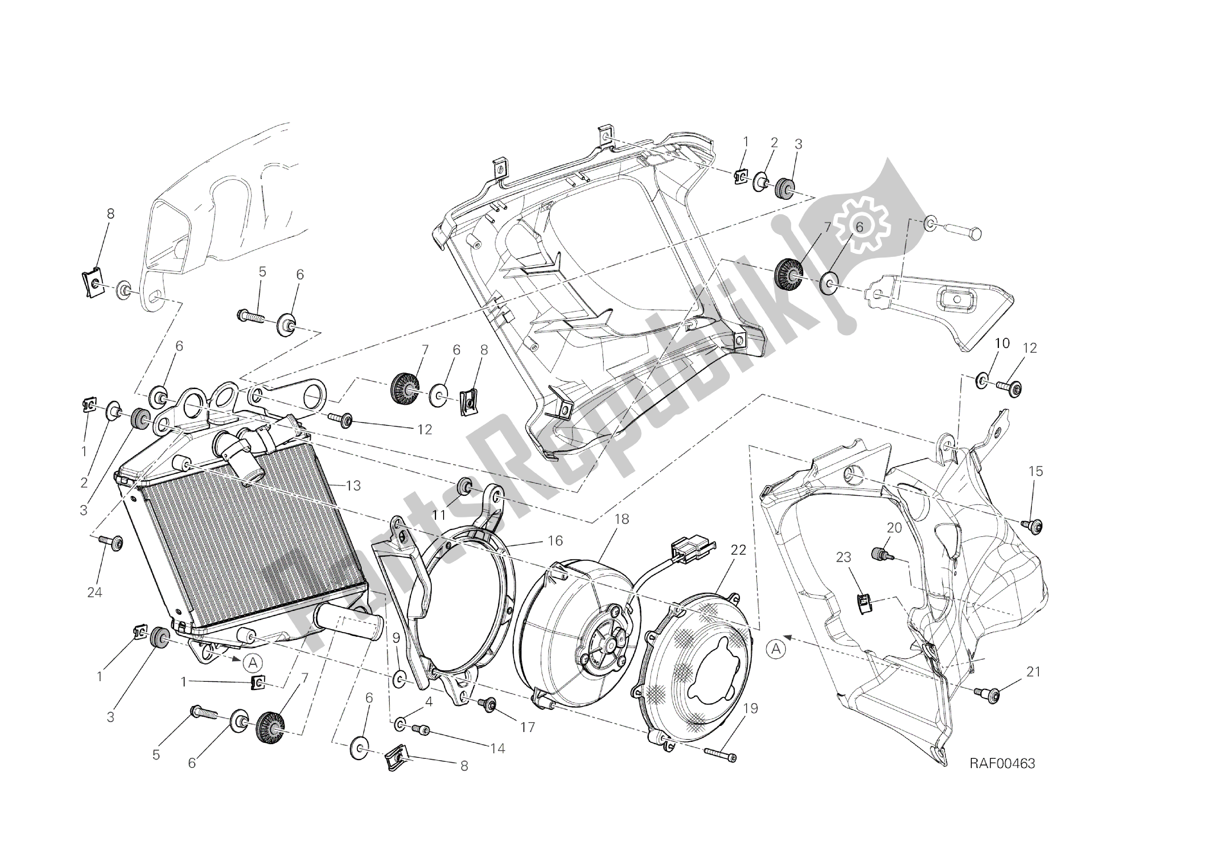 Toutes les pièces pour le Radiateur, Eau, Rh du Ducati Diavel Dark 1200 2013