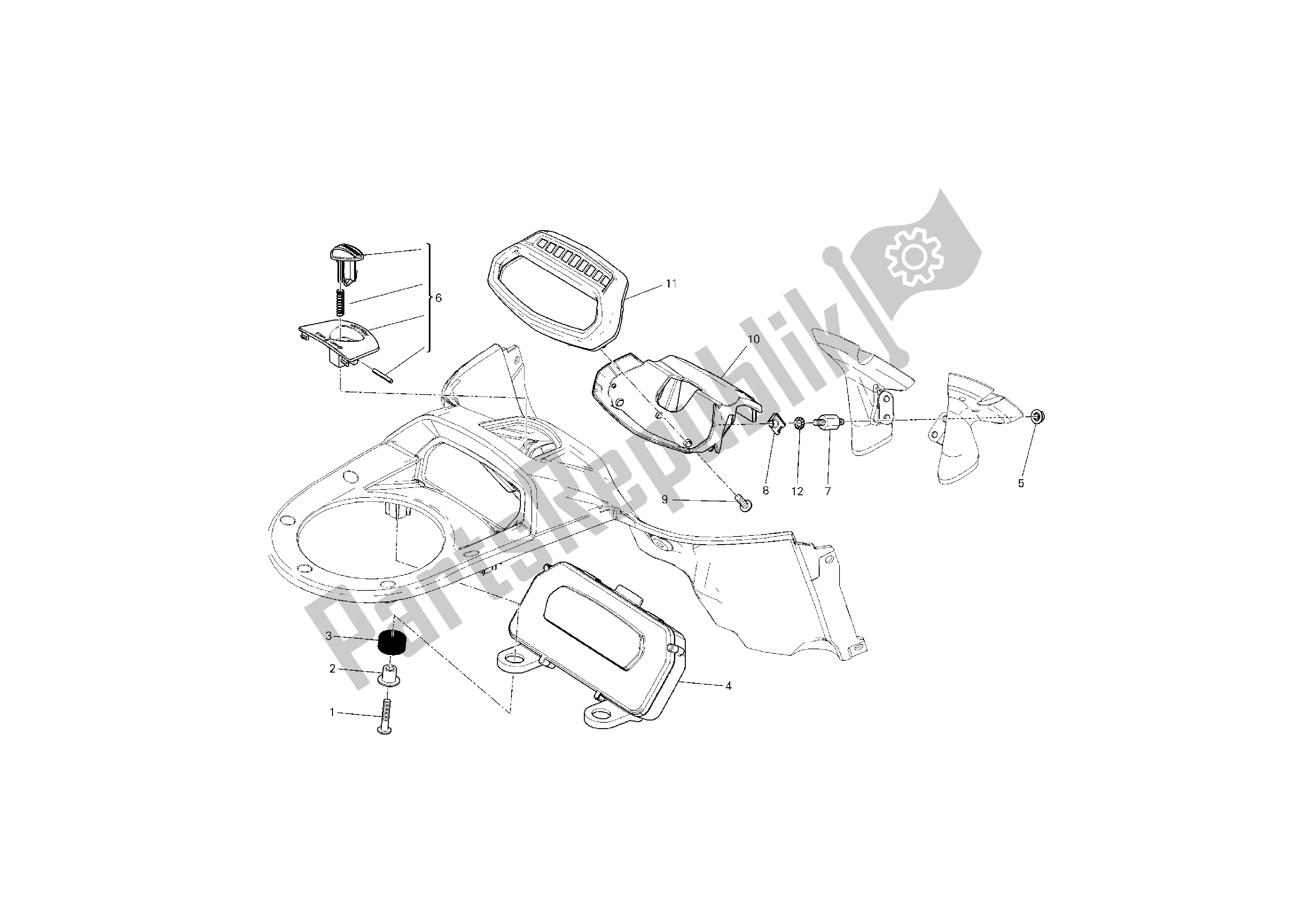 All parts for the Instrument Panel of the Ducati Diavel Dark 1200 2013