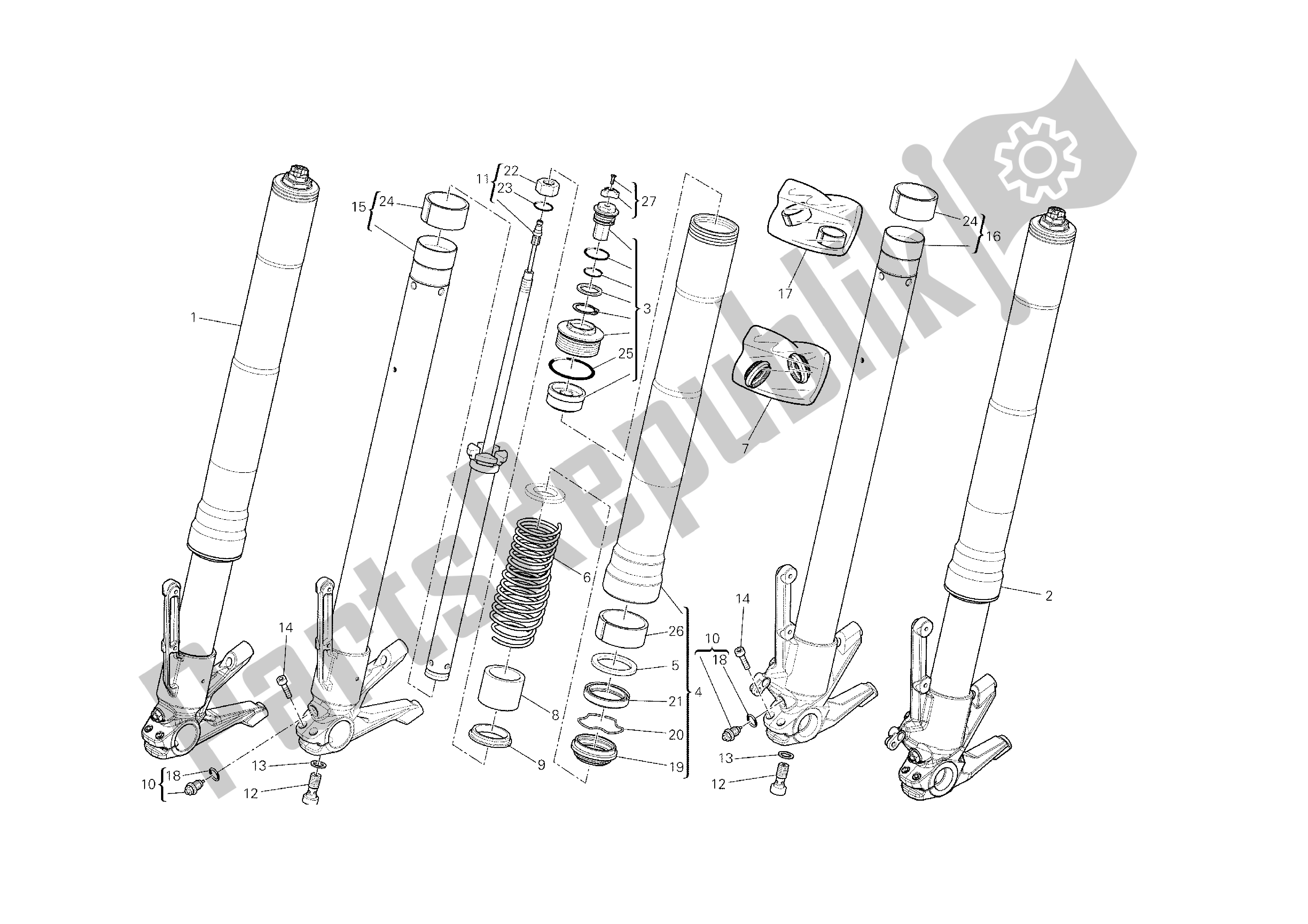 Todas las partes para Tenedor Frontal de Ducati Diavel Dark 1200 2013
