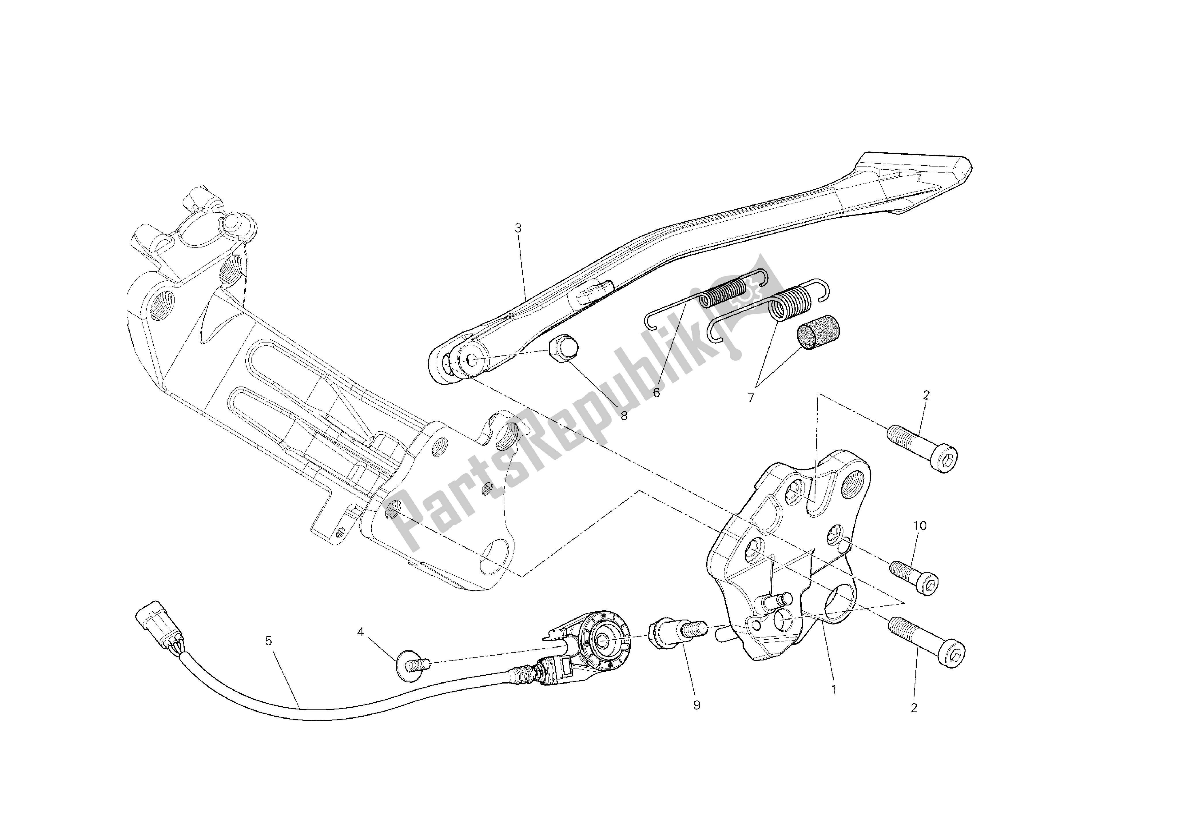 Tutte le parti per il Cavalletto Laterale del Ducati Diavel Dark 1200 2013