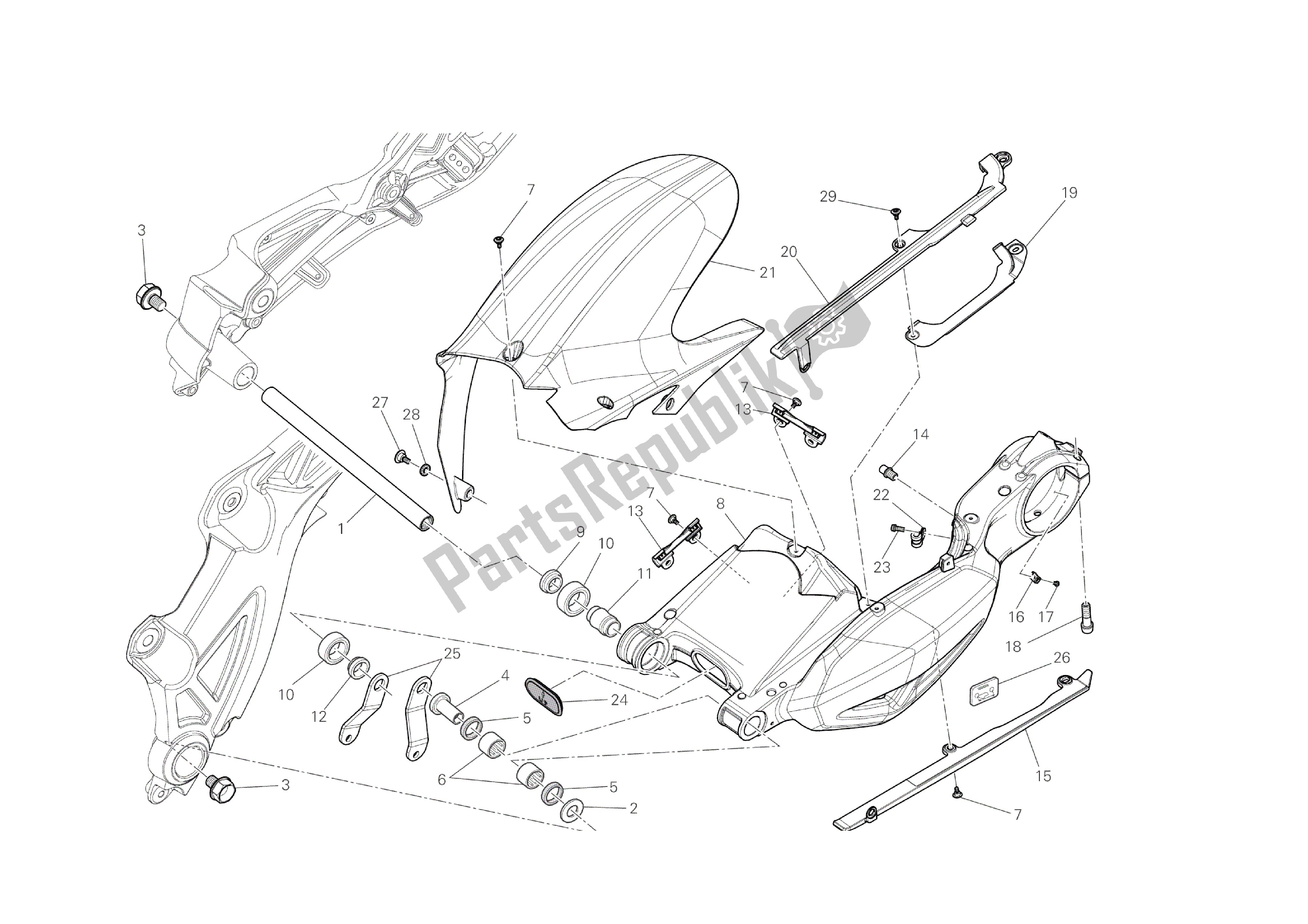 Todas las partes para Brazo Oscilante de Ducati Diavel Dark 1200 2013