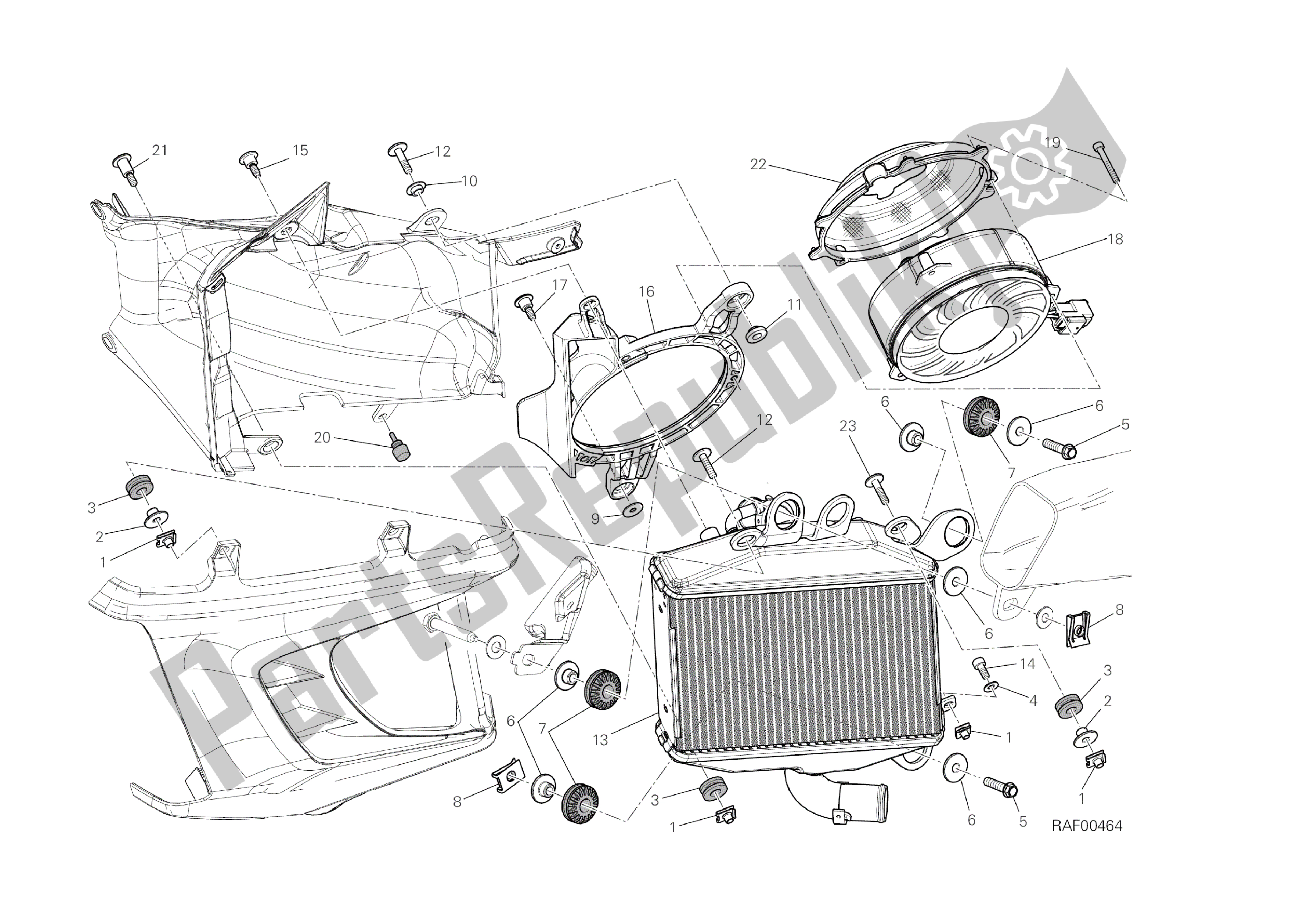 Alle onderdelen voor de Radiator, Water, Lh van de Ducati Diavel Dark 1200 2013