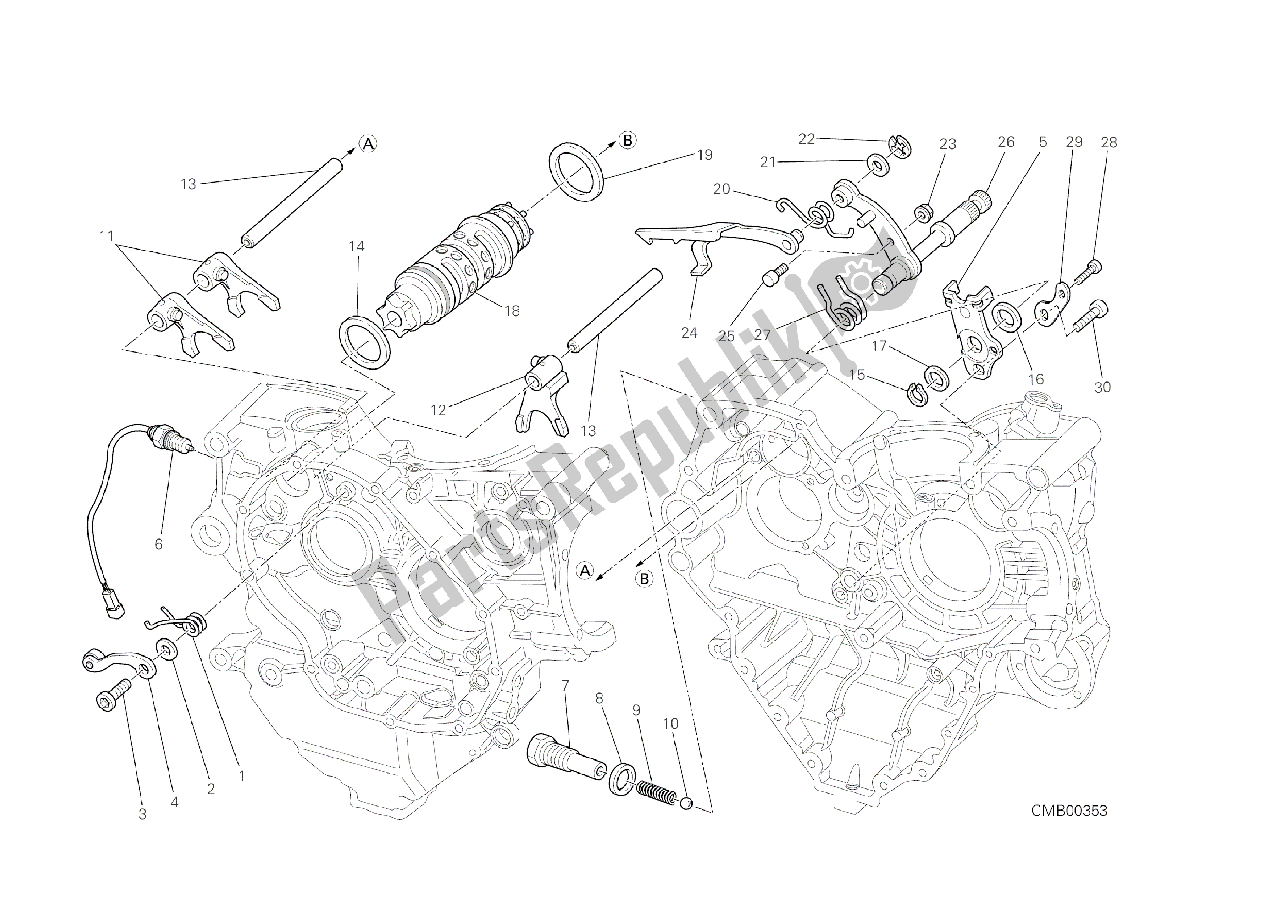 Alle onderdelen voor de Schakeling van de Ducati Diavel Dark 1200 2013