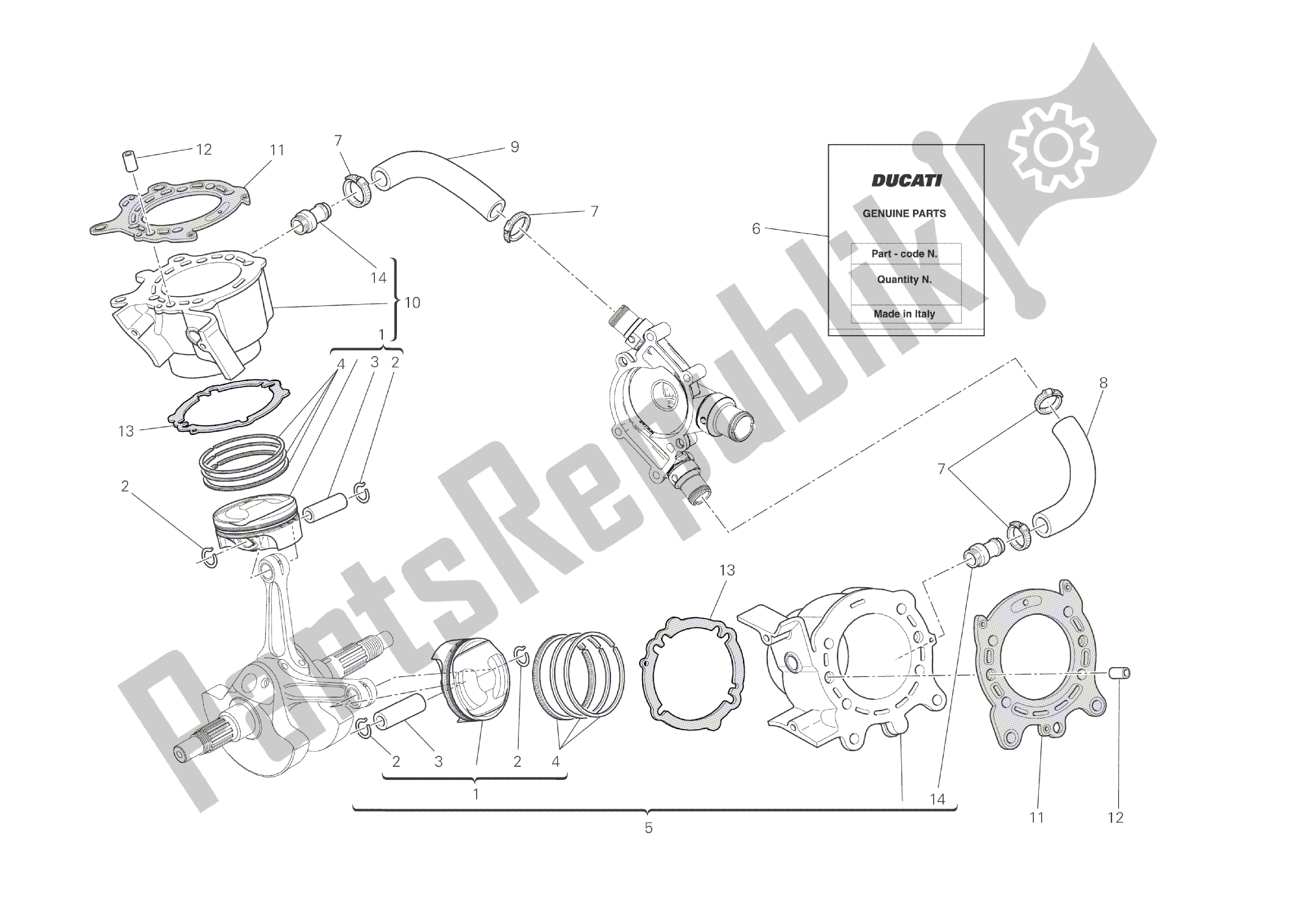 Alle onderdelen voor de Cilinders - Zuigers van de Ducati Diavel Dark 1200 2013