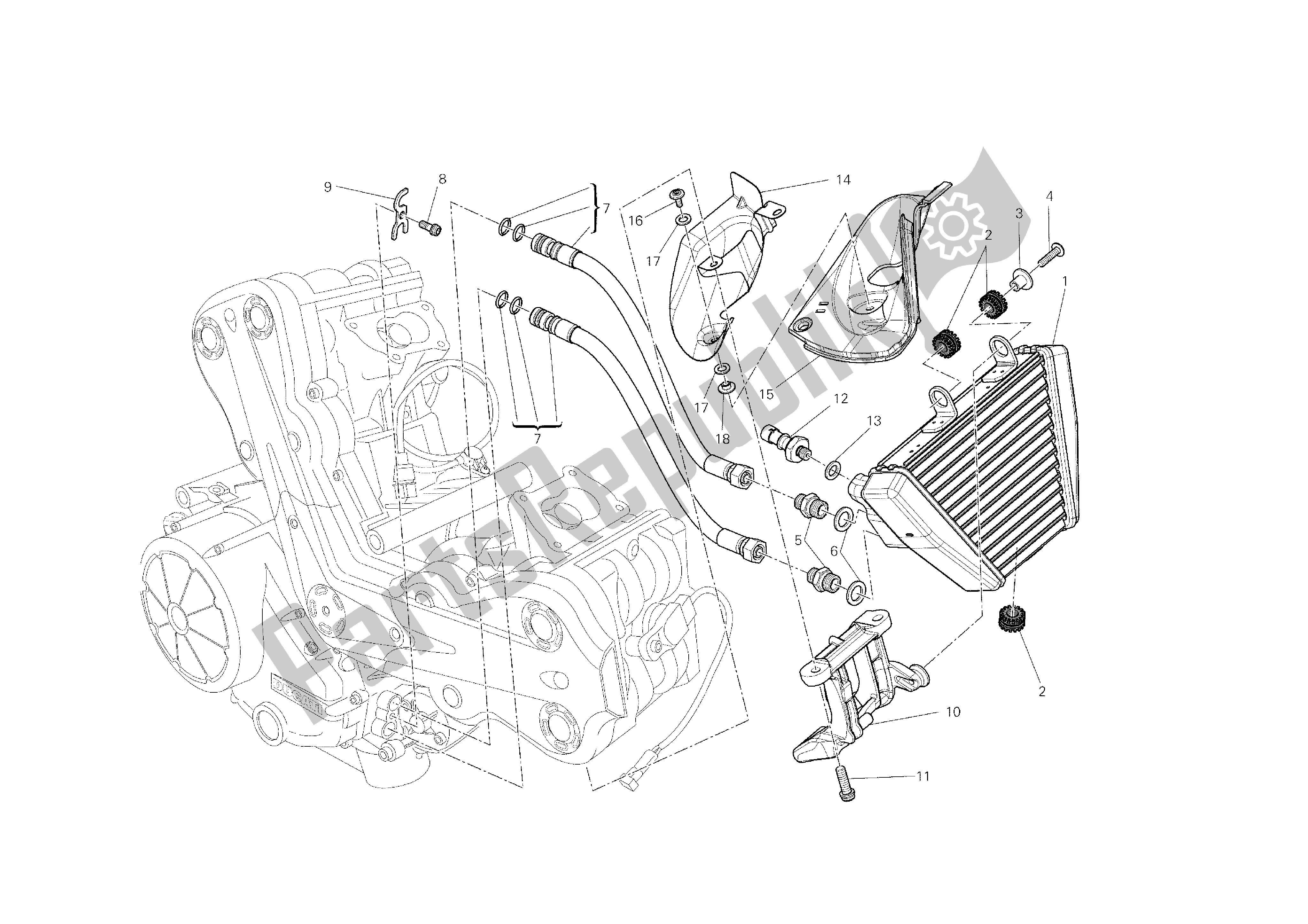 Tutte le parti per il Radiatore Dell'olio del Ducati Diavel Dark 1200 2013