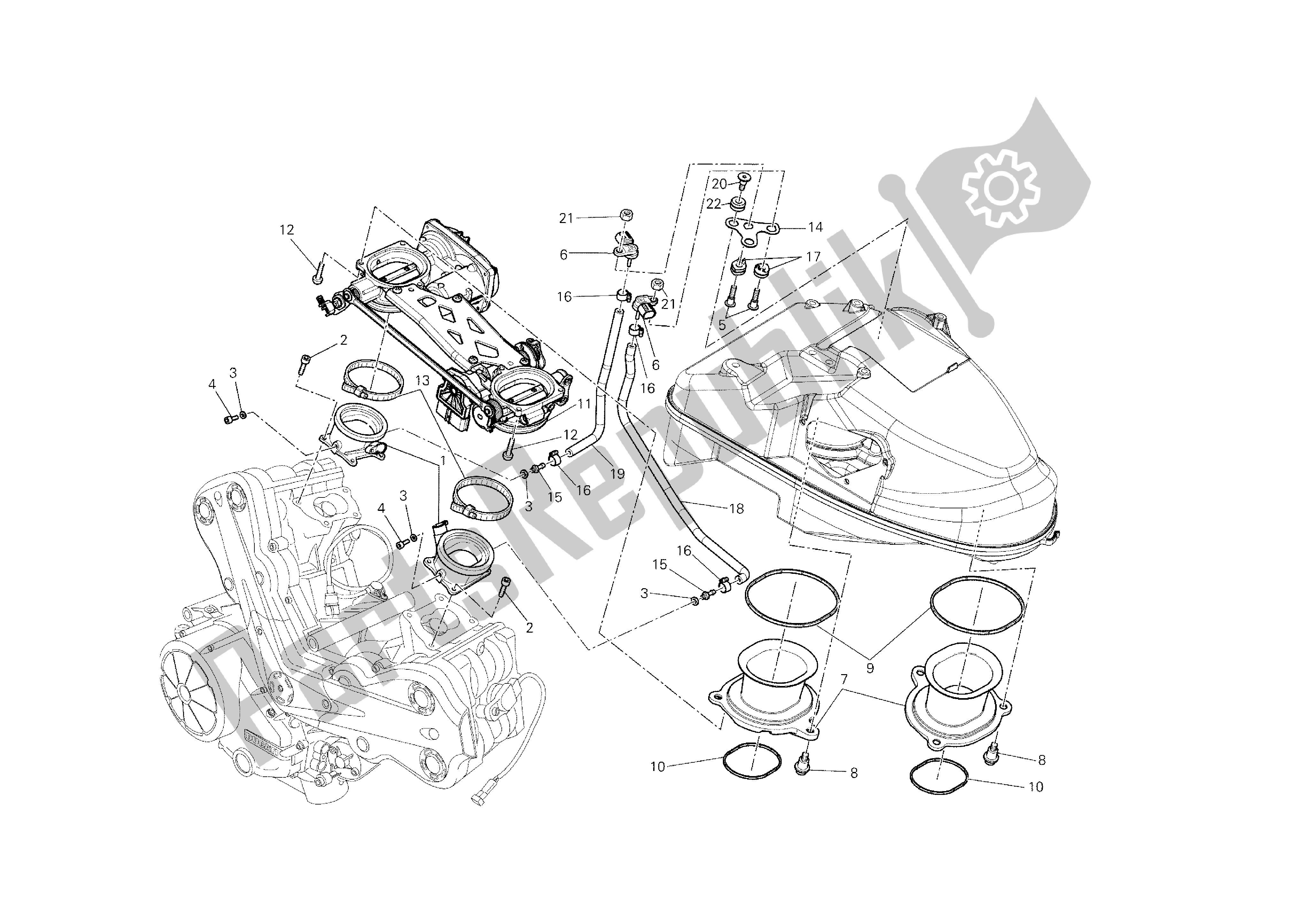 Alle onderdelen voor de Gasklephuis van de Ducati Diavel Dark 1200 2013