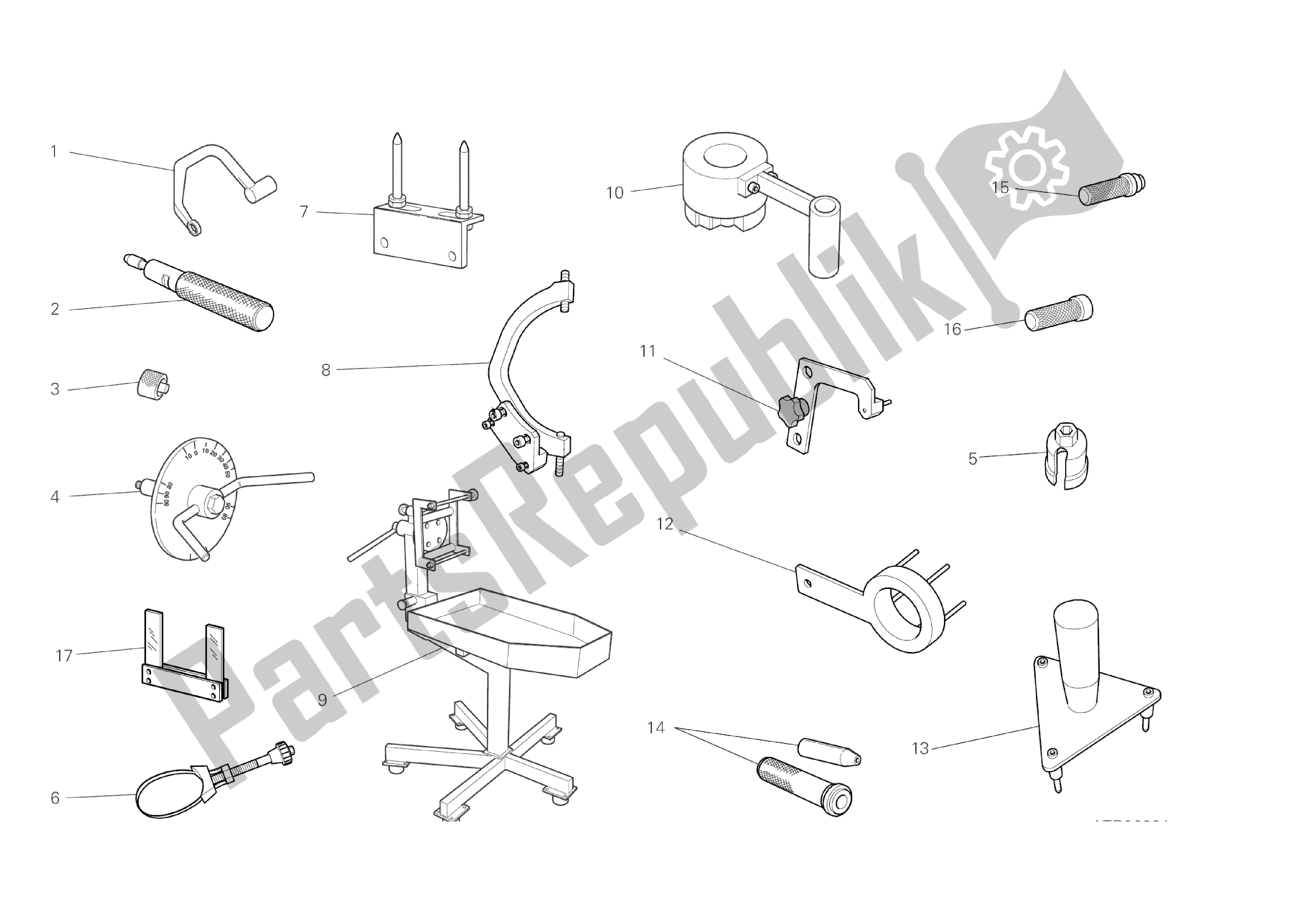 Alle onderdelen voor de Werkplaats Service Tools van de Ducati Diavel Dark 1200 2013