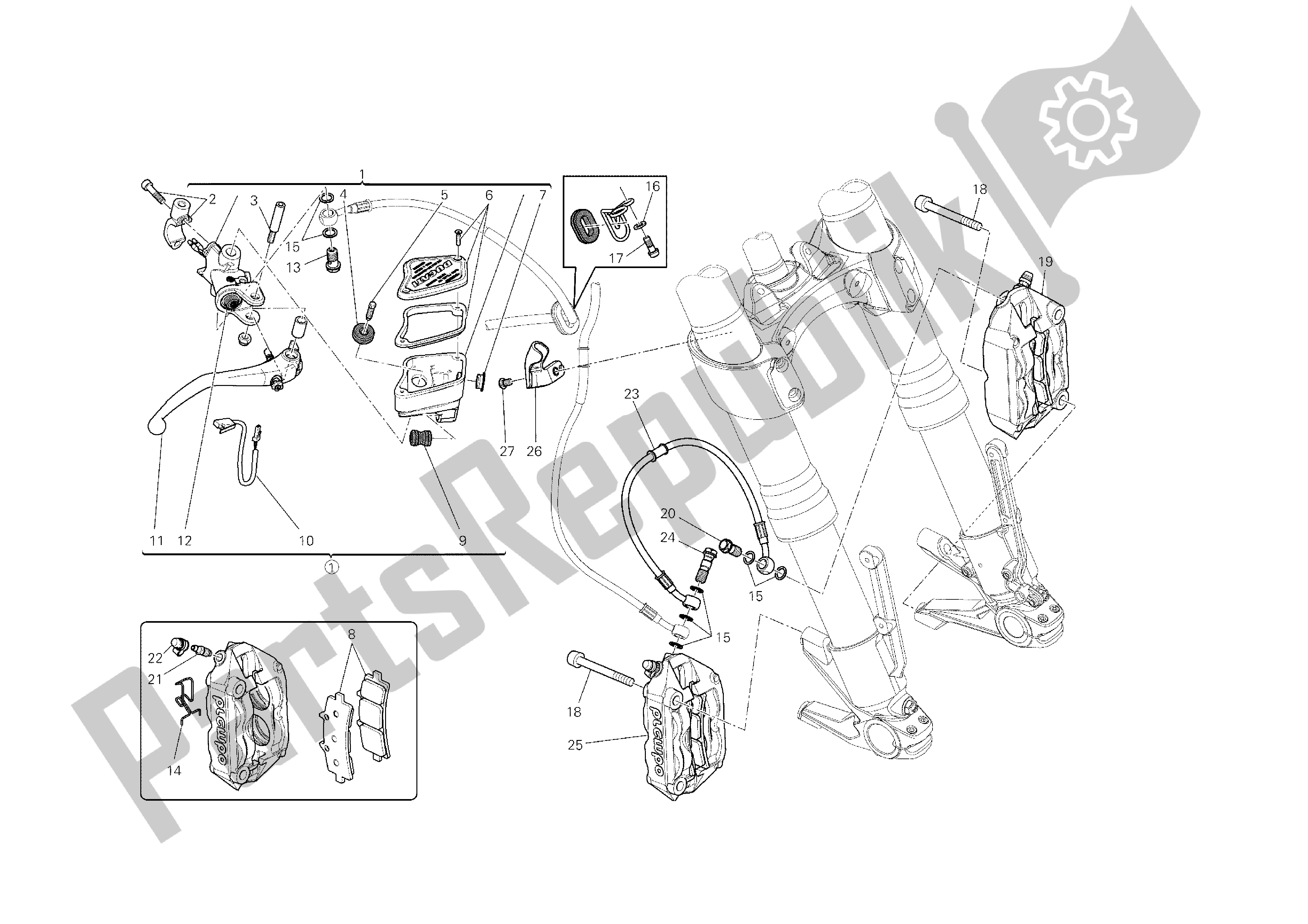 Todas las partes para Sistema De Freno Delantero de Ducati Diavel Dark 1200 2013