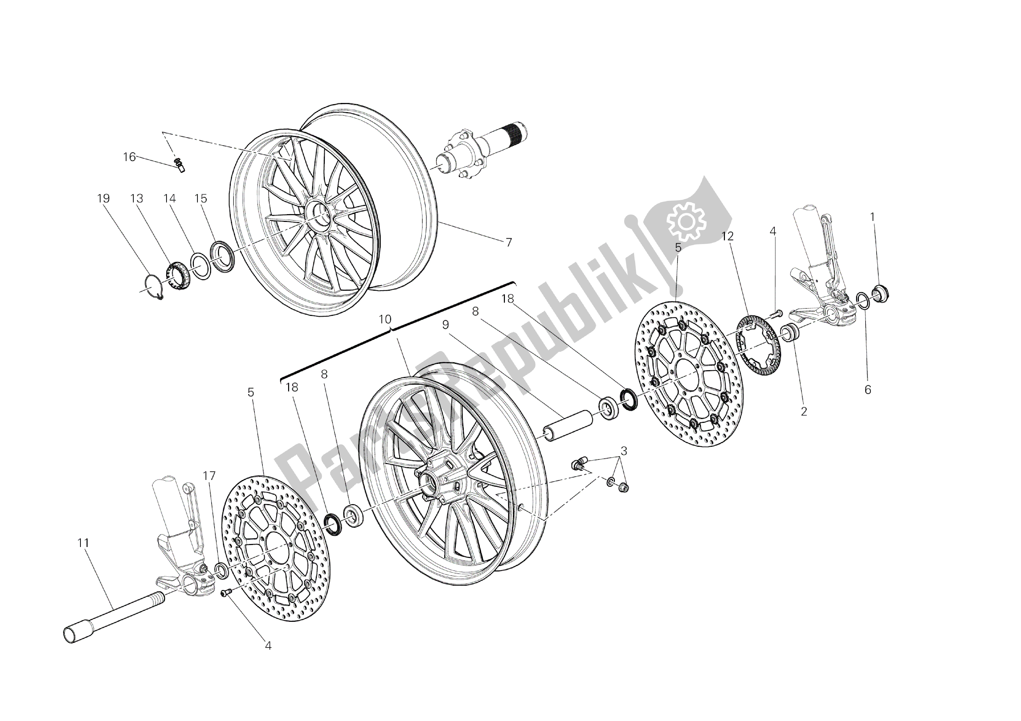 All parts for the Wheels of the Ducati Diavel Dark 1200 2013