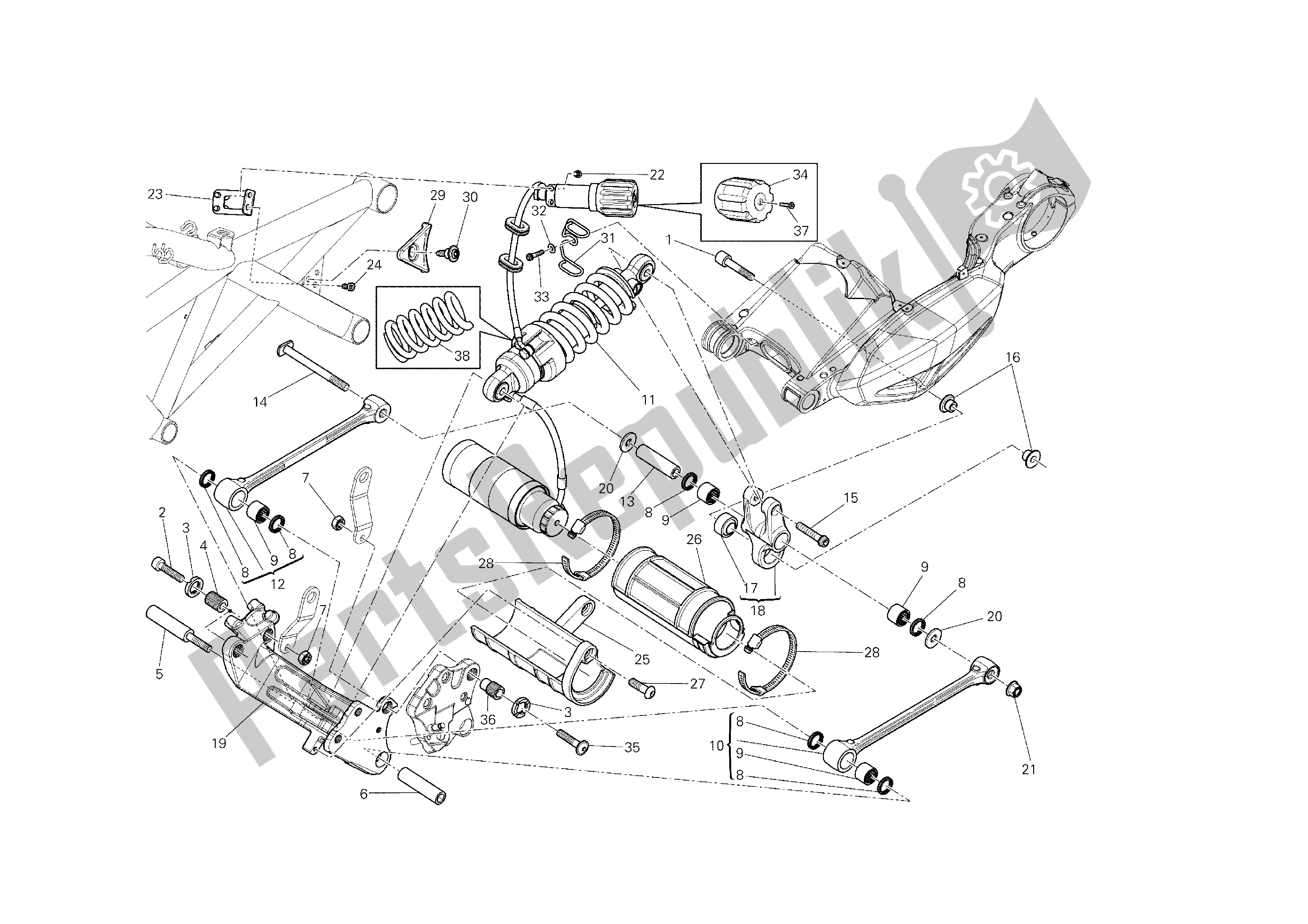 Todas las partes para Amortiguador Trasero de Ducati Diavel Dark 1200 2013