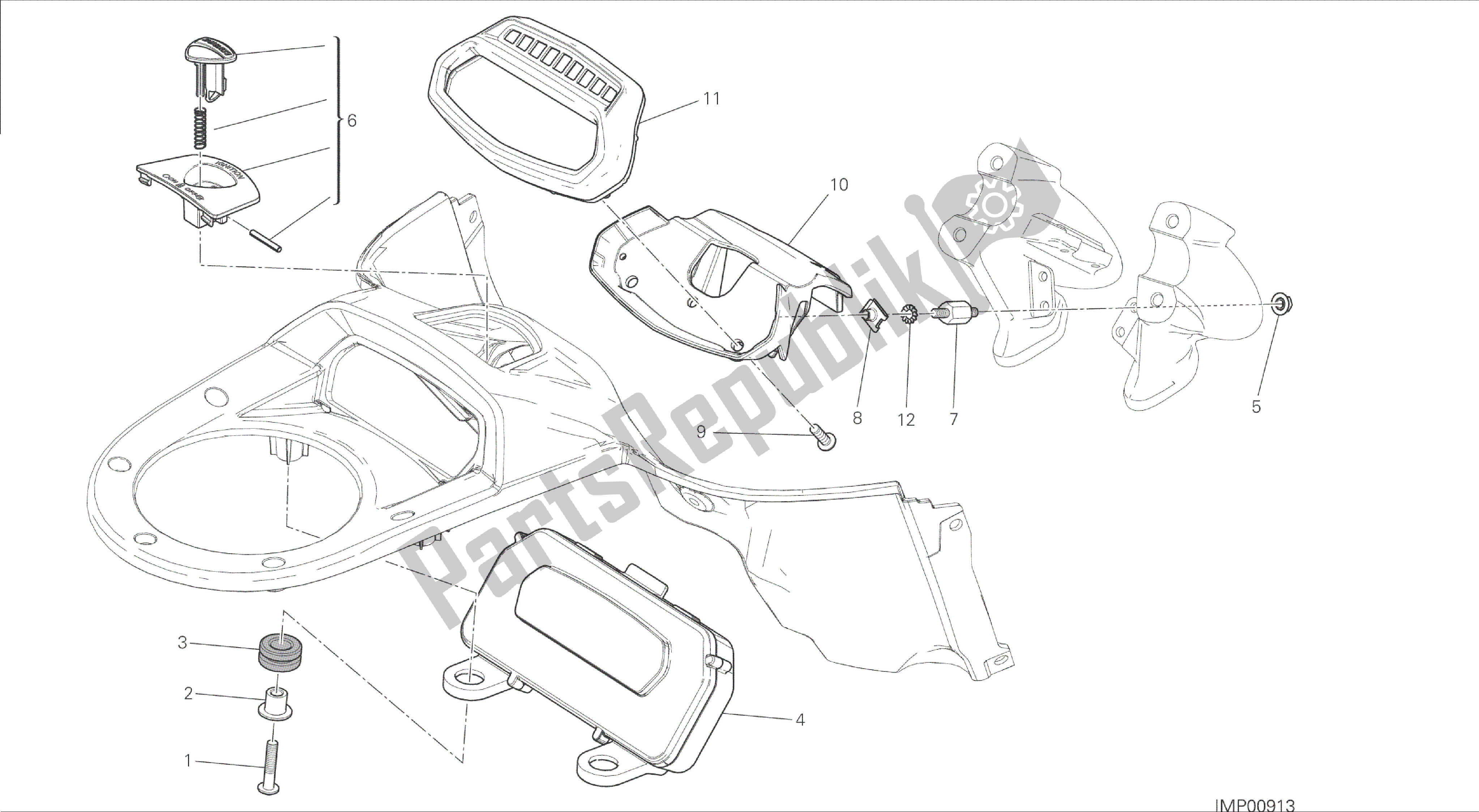 Todas las partes para Dibujo 20a - Cuadro De Instrumentos Del Panel De Instrumentos [mod: Dvl] de Ducati Diavel 1200 2015