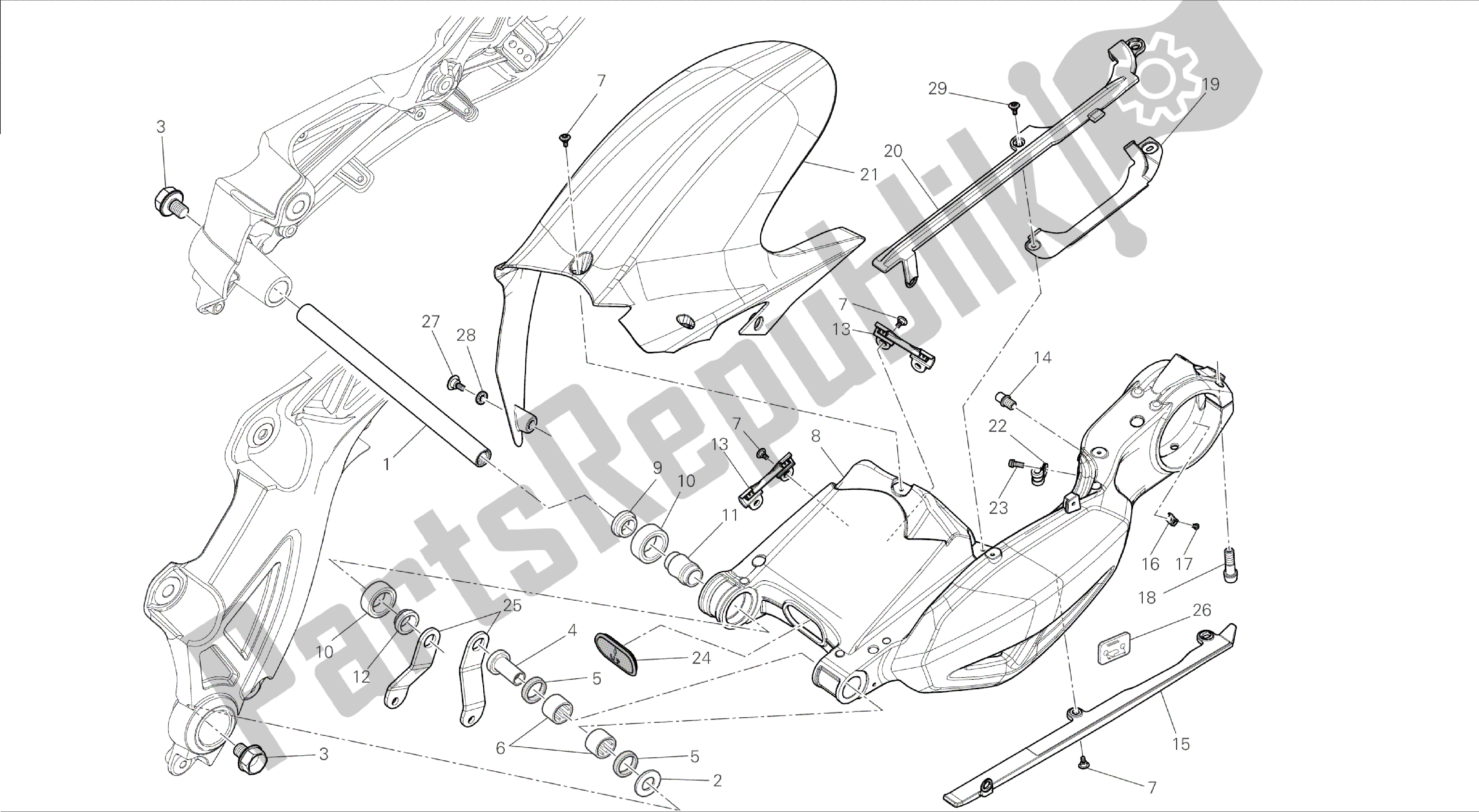 Todas las partes para Dibujo 28a - Marco De Grupo De Brazo Oscilante [mod: Dvl] de Ducati Diavel 1200 2015