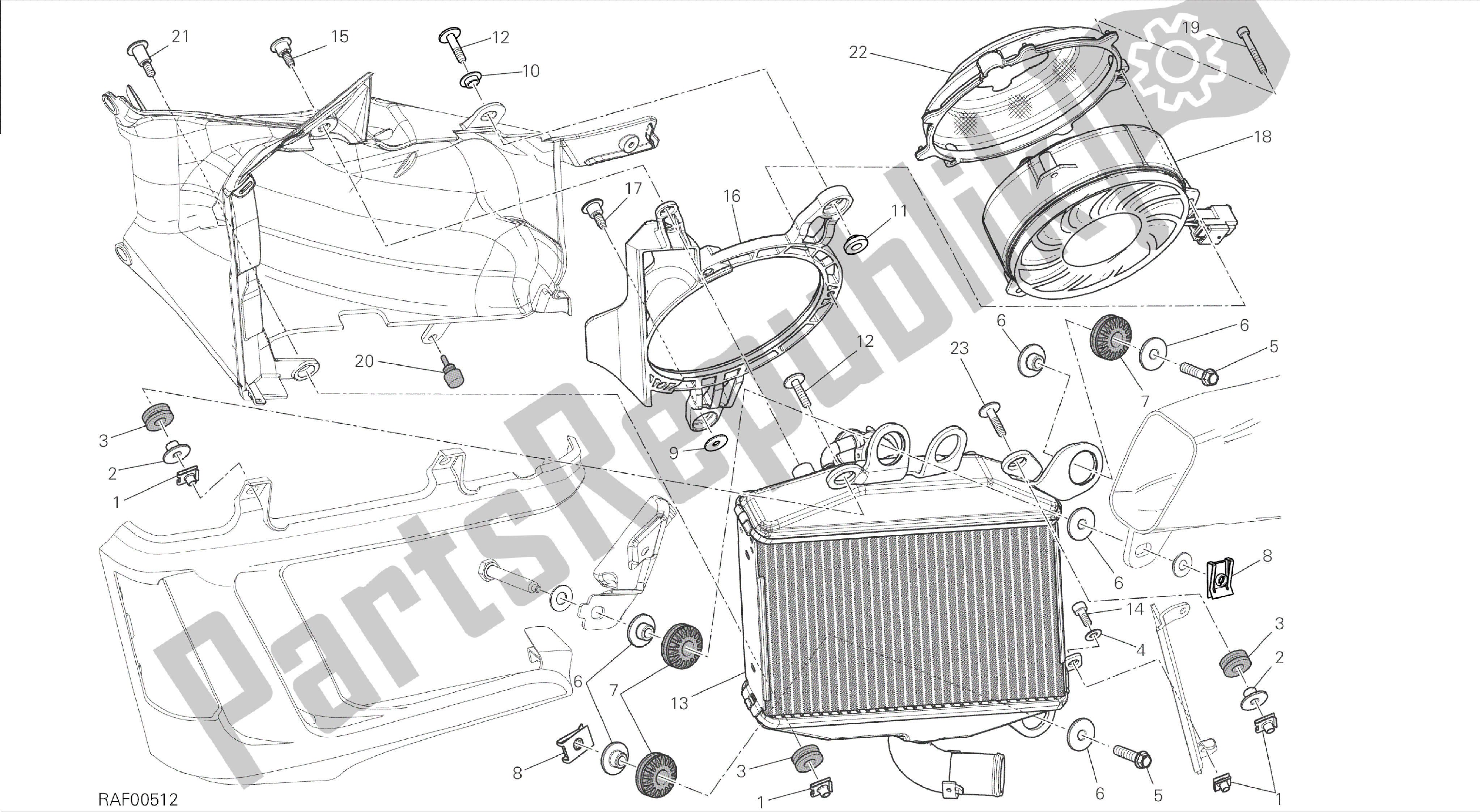 Todas las partes para Dibujo 30a - Radiador, Agua, Marco De Grupo Lh [mod: Dvl] de Ducati Diavel 1200 2015