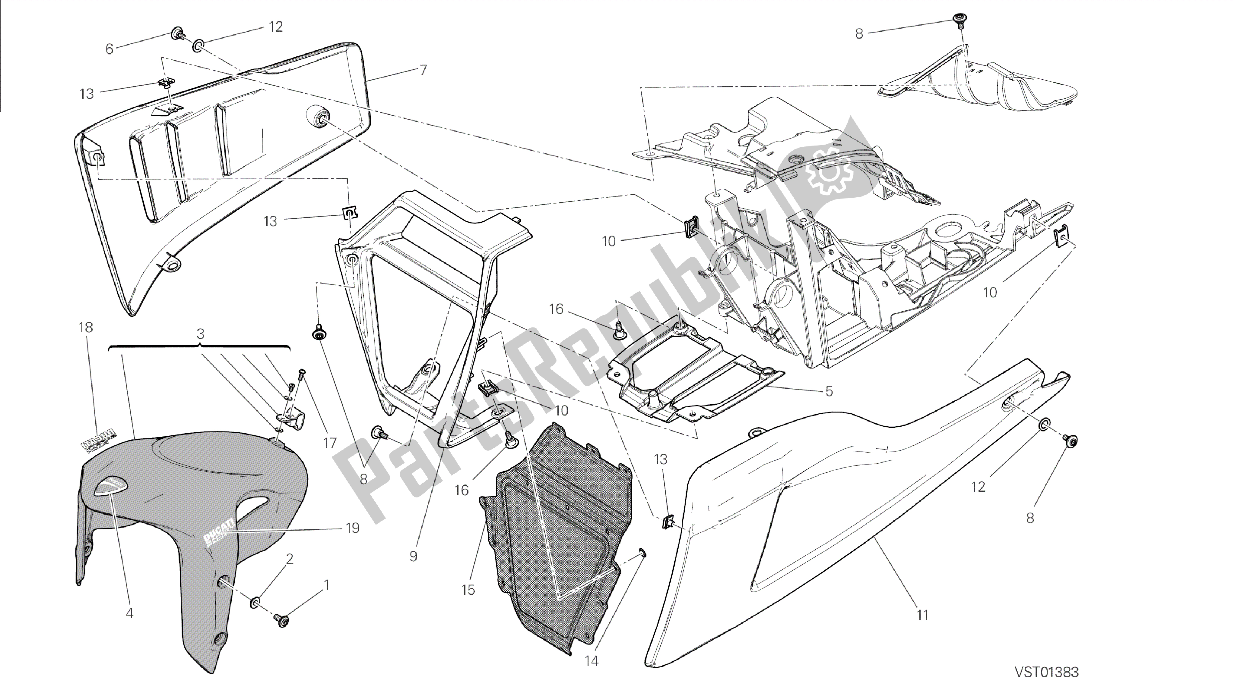 Todas las partes para Dibujo 34b - Marco De Grupo Guardabarros Delantero [mod: Dvl] de Ducati Diavel 1200 2015