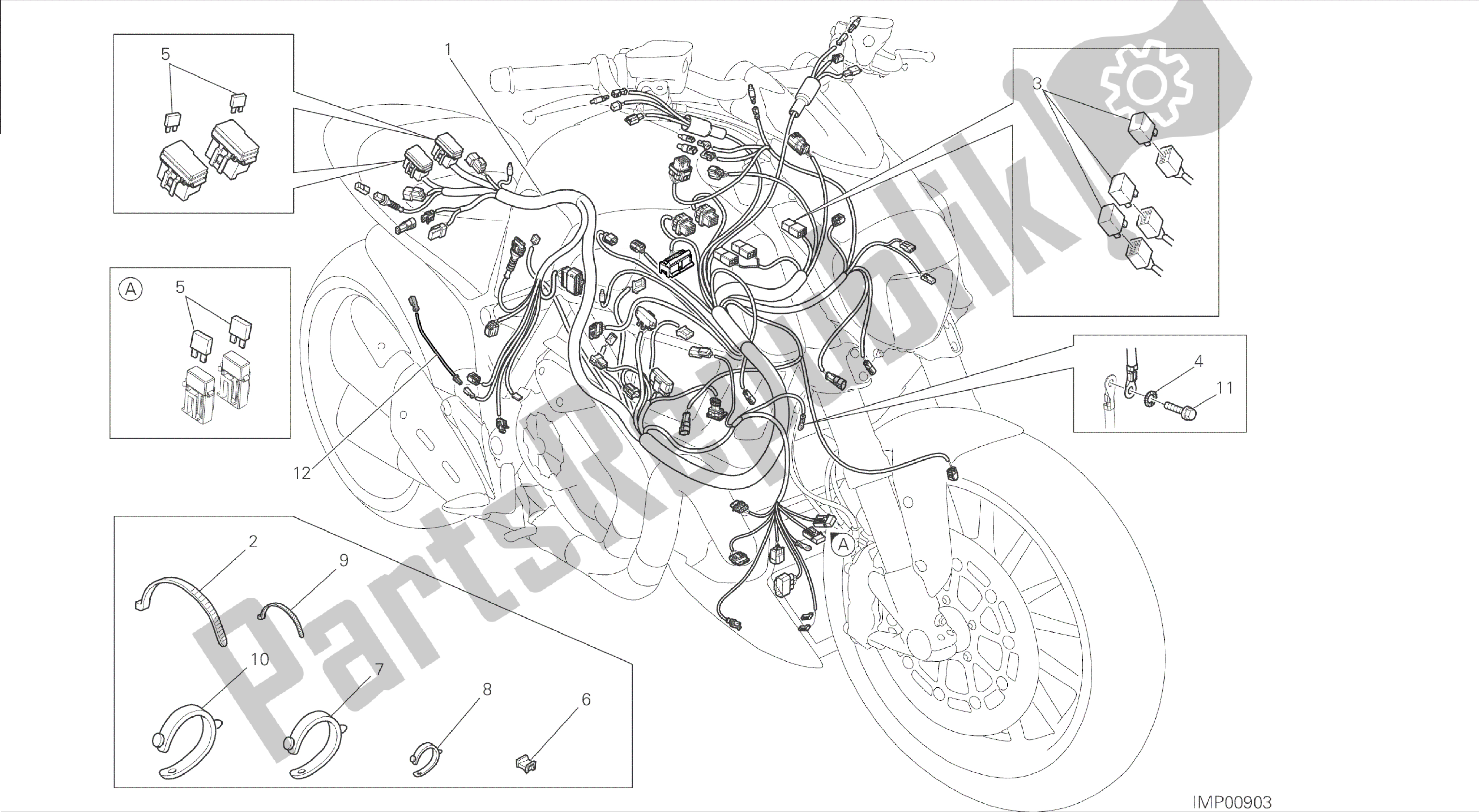 Todas las partes para Dibujo 18b - Mazo De Cables [mod: Dvl] Grupo Eléctrico de Ducati Diavel 1200 2015