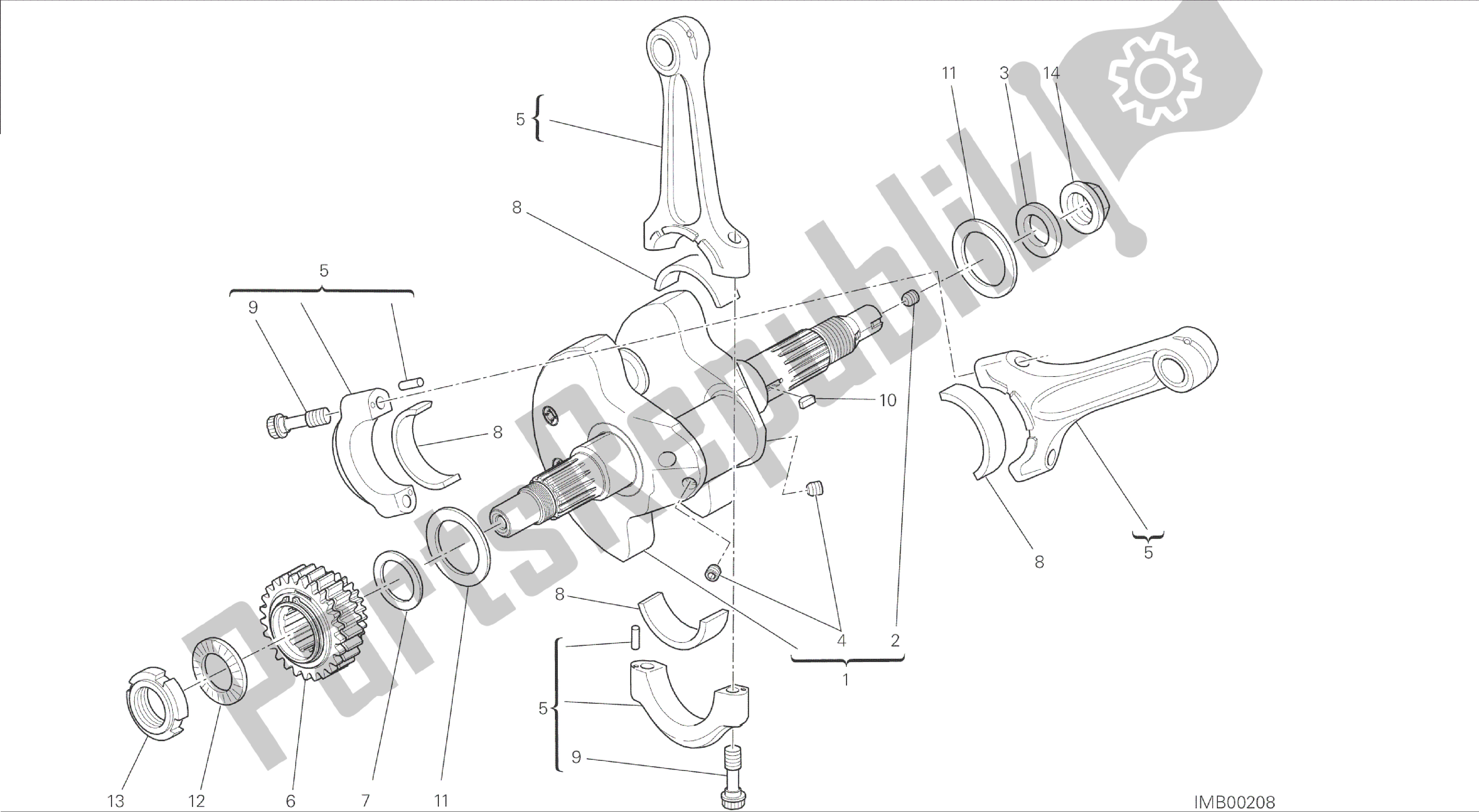 Alle onderdelen voor de Tekening 006 - Drijfstangen [mod: Dvl] Groepsmotor van de Ducati Diavel 1200 2015