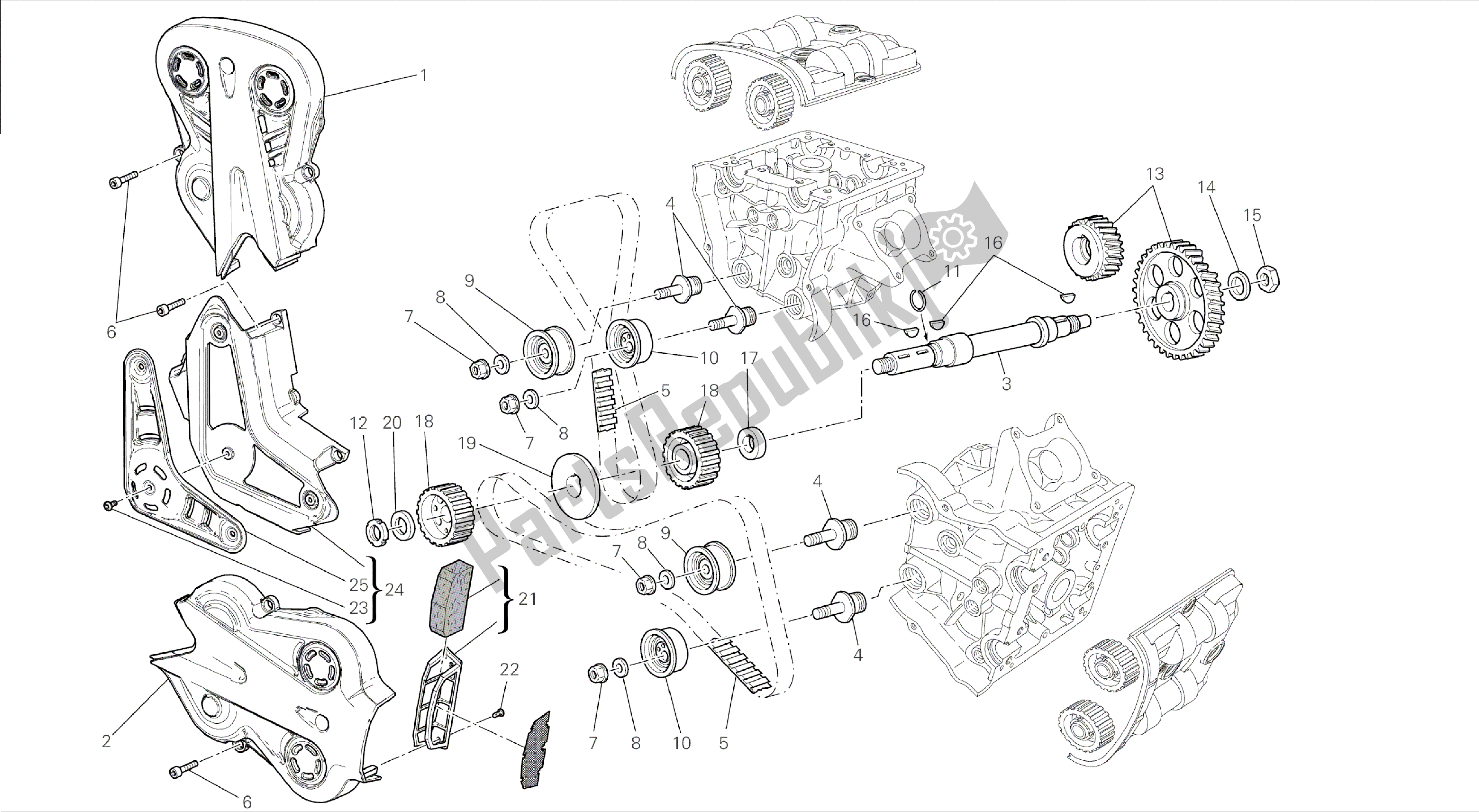 Todas las partes para Dibujo 008 - Motor De Grupo Distribuzione [mod: Dvl] de Ducati Diavel 1200 2015