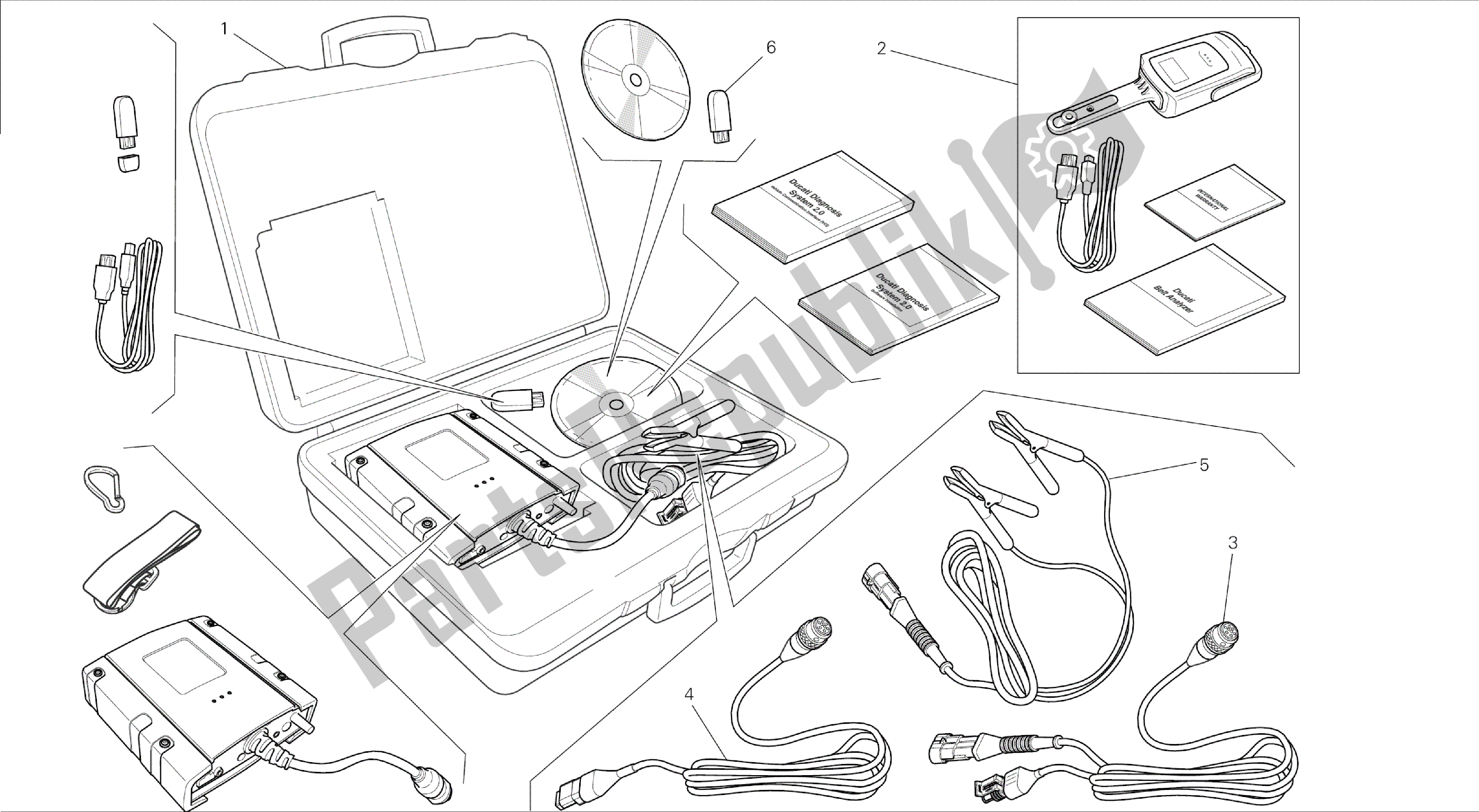 Todas las partes para Dibujo 01c - Herramientas De Grupo Dds (2) Tester [mod: Dvl] de Ducati Diavel 1200 2015