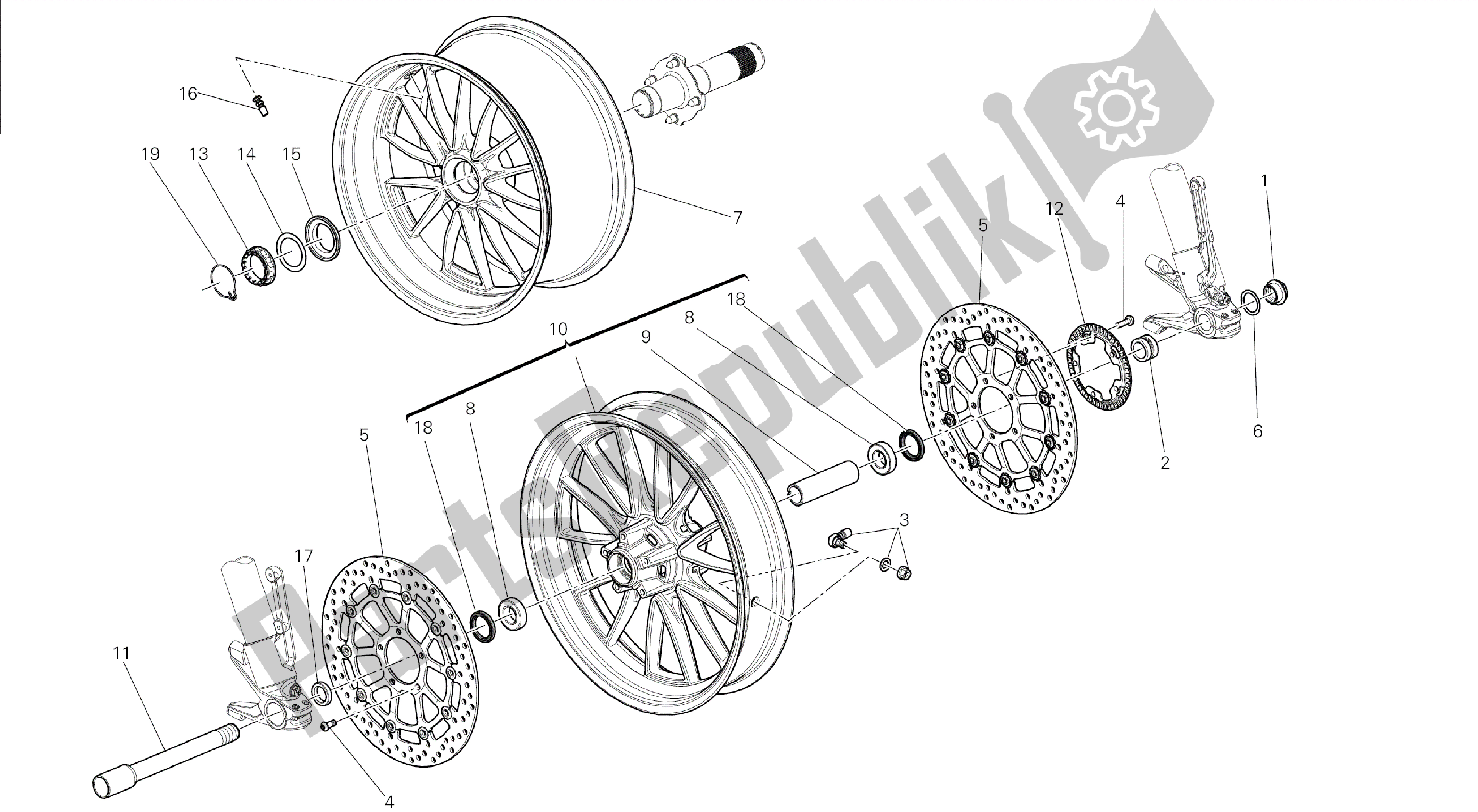 Alle onderdelen voor de Tekening 026 - Wielen [mod: Dvl] Groepsframe van de Ducati Diavel 1200 2015