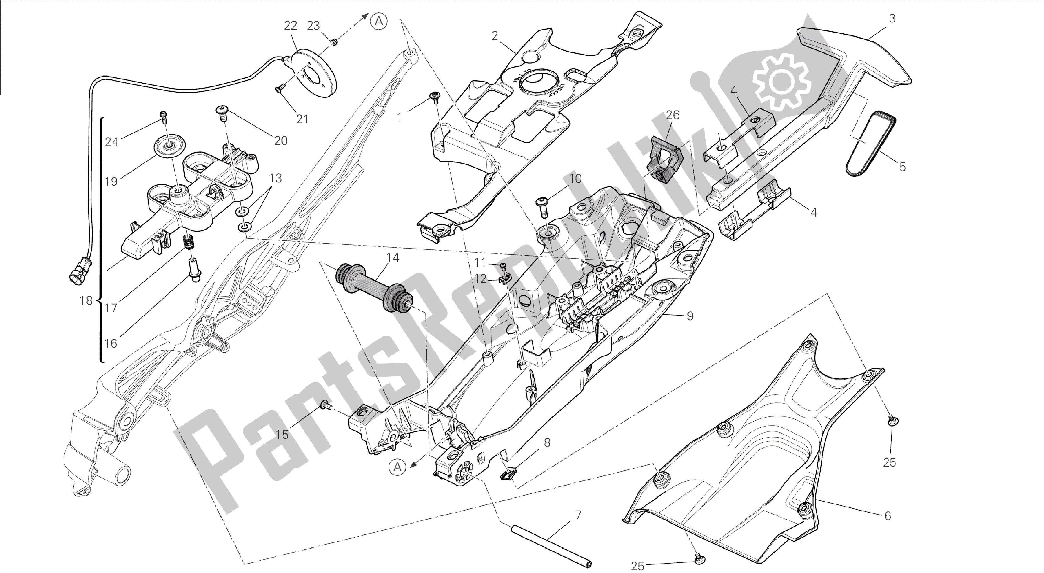 Todas las partes para Dibujo 027 - Cuadro Trasero Comp. [mod: Dvl] Marco De Grupo de Ducati Diavel 1200 2015