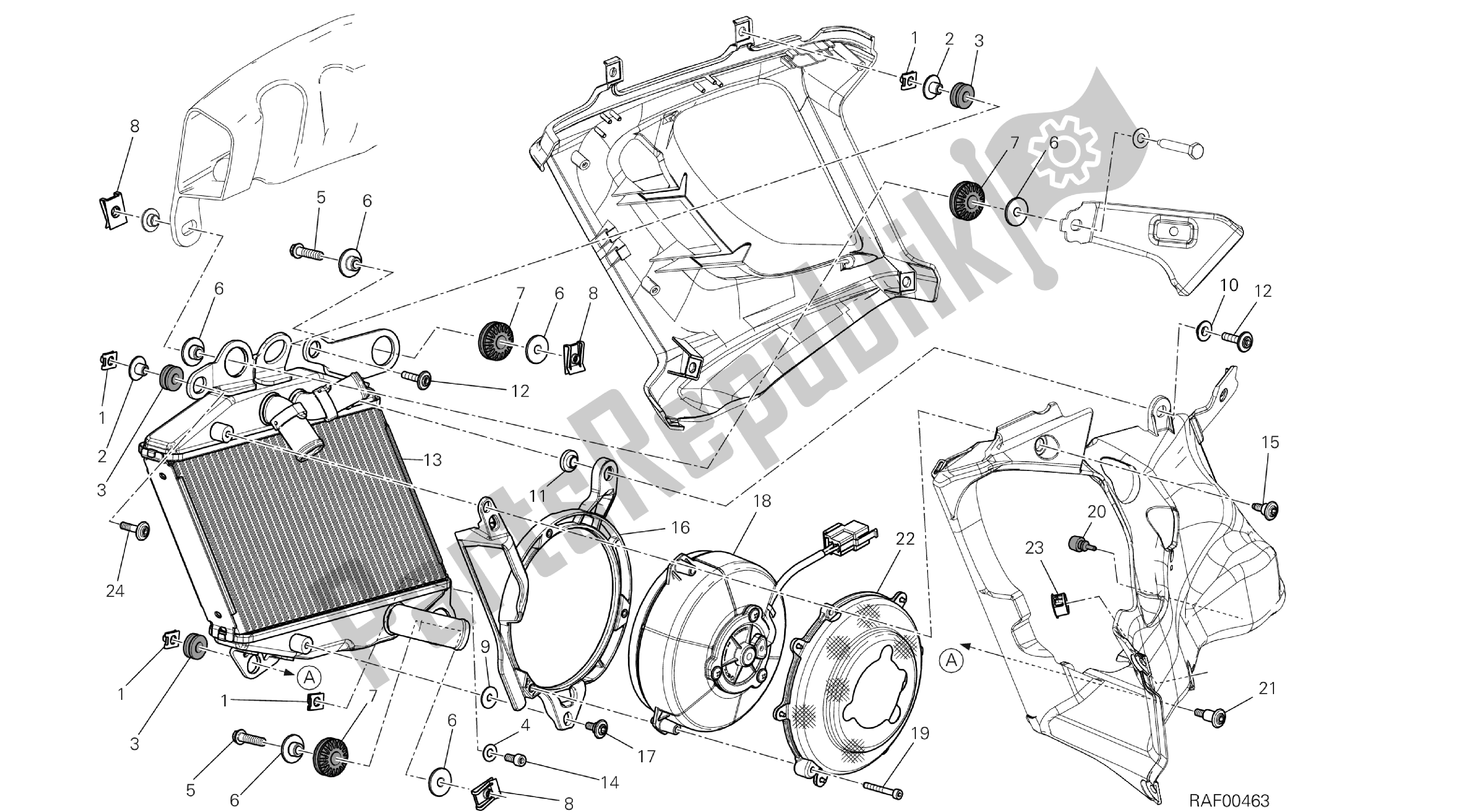 Alle onderdelen voor de Tekening 030 - Radiator, Water, Rh [mod: Dvl; Xs T: A Us, Bra, Ch N, E Ur, F Ra, Jap, Th Ai] Groep Fr Ame van de Ducati Diavel 1200 2013