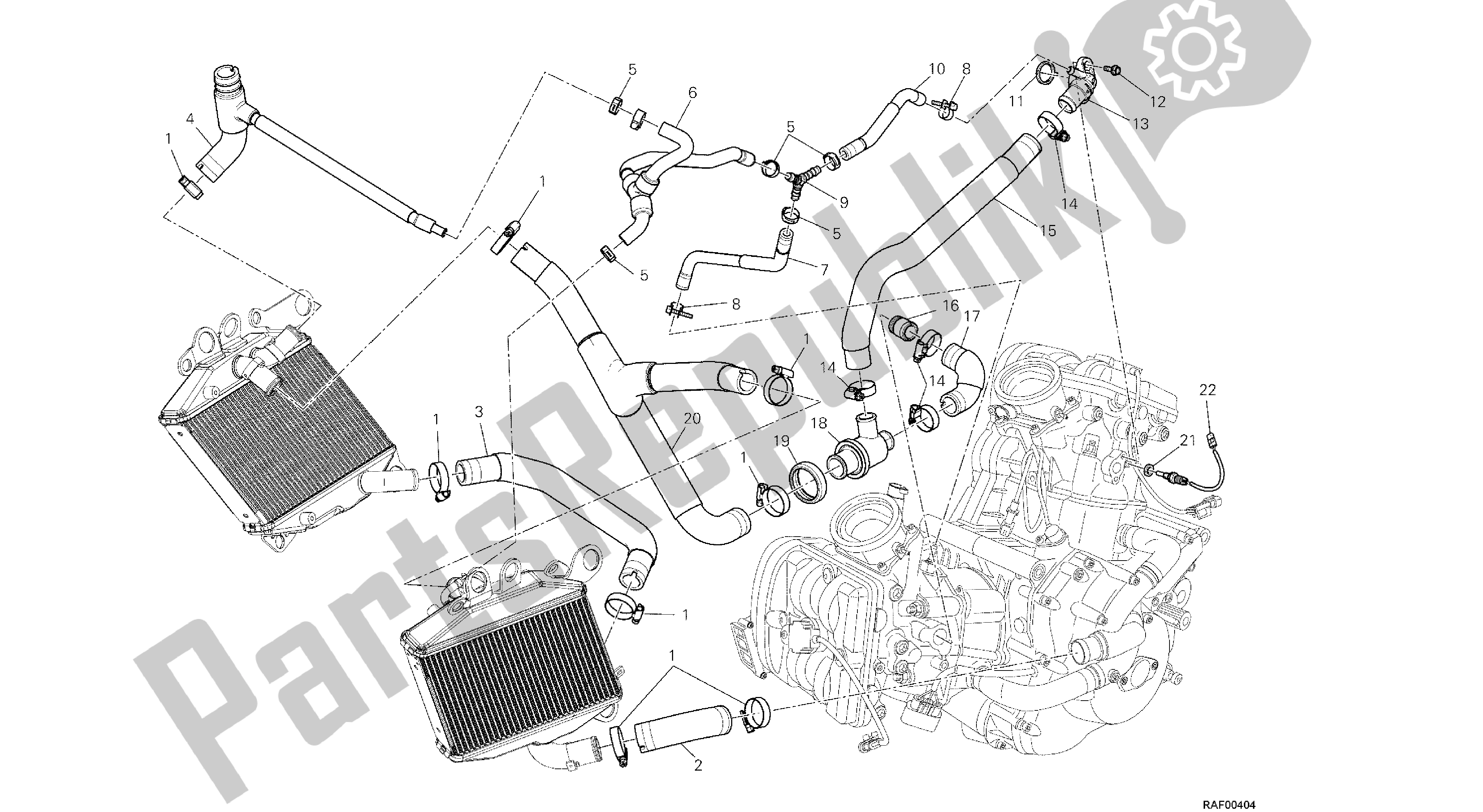 Toutes les pièces pour le Dessin 031 - Circuit De Refroidissement [mod: Dvl; Xs T: A Us, Bra, Ch N, E Ur, F Ra, Jap, Th Ai] Groupe Fr Ame du Ducati Diavel 1200 2013