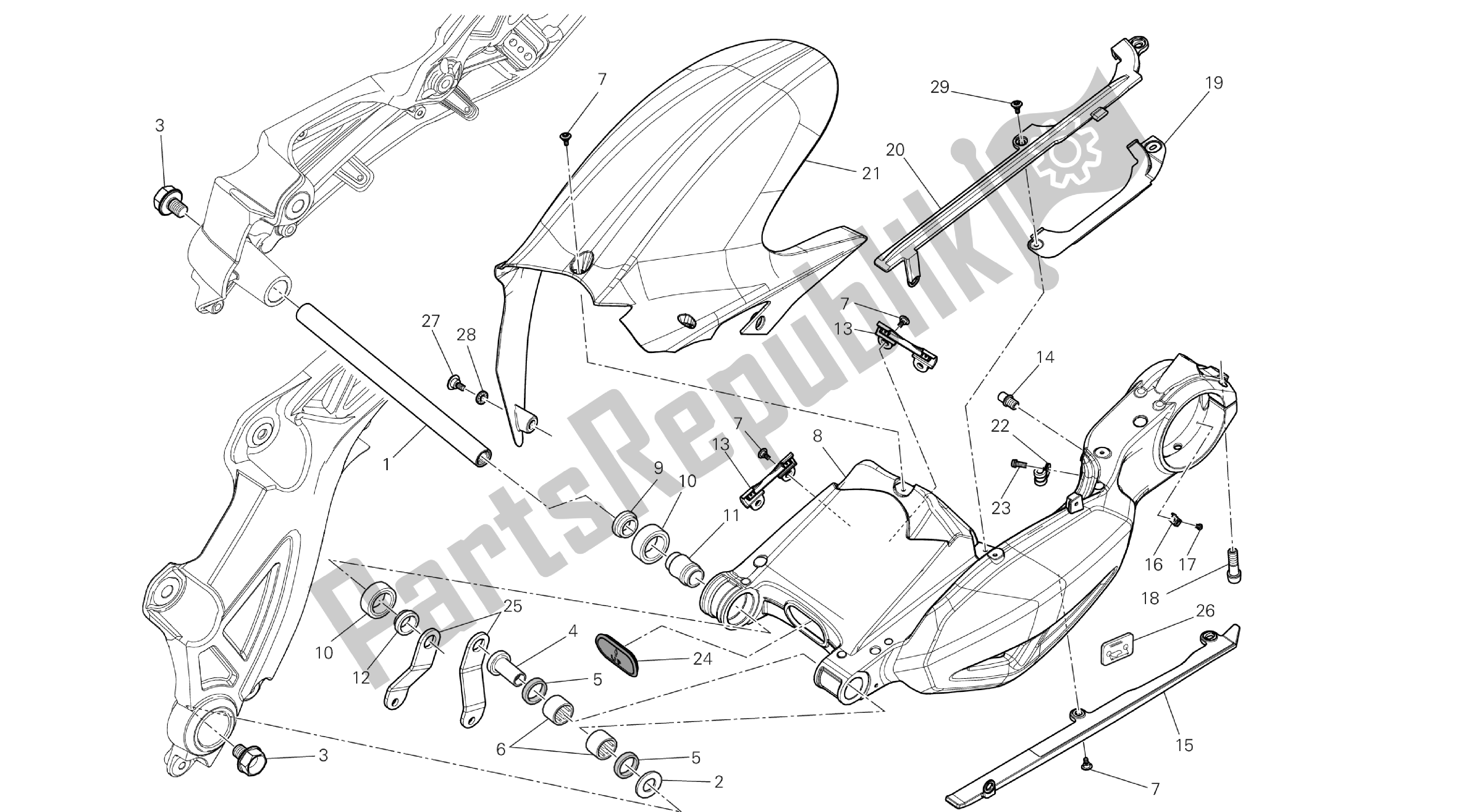 Alle onderdelen voor de Tekening 28a - Zwenkarm [mod: Dvl; Xs T: A Us, Bra, Ch N, E Ur, F Ra, Jap, Th Ai] Groep Fr Ame van de Ducati Diavel 1200 2013