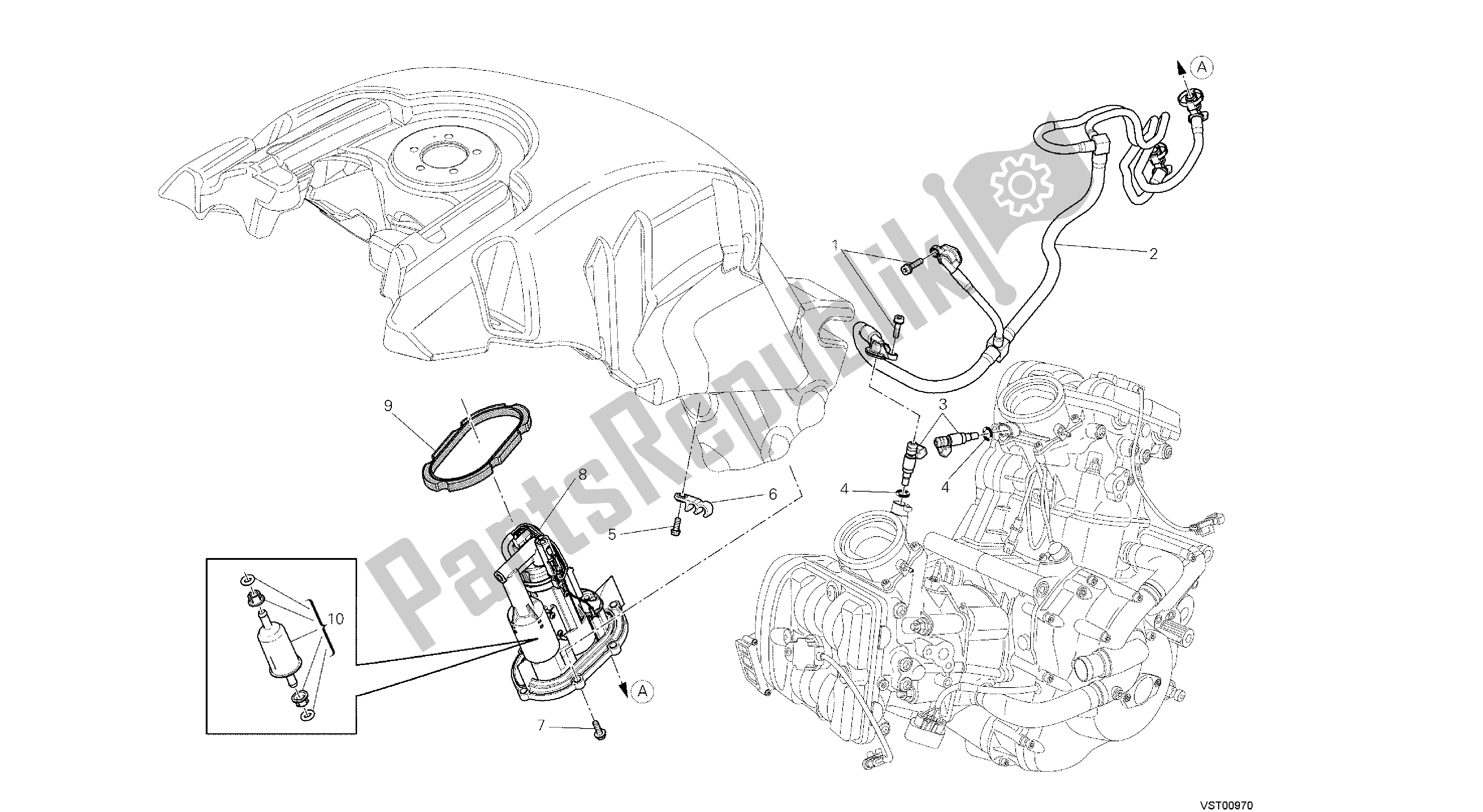 Tutte le parti per il Disegno 32a - Pompa Del Carburante [mod: Dvl; Xs T: A Us, Bra, Ch N, E Ur, F Ra, Jap, Th Ai] Group Fr Ame del Ducati Diavel 1200 2013
