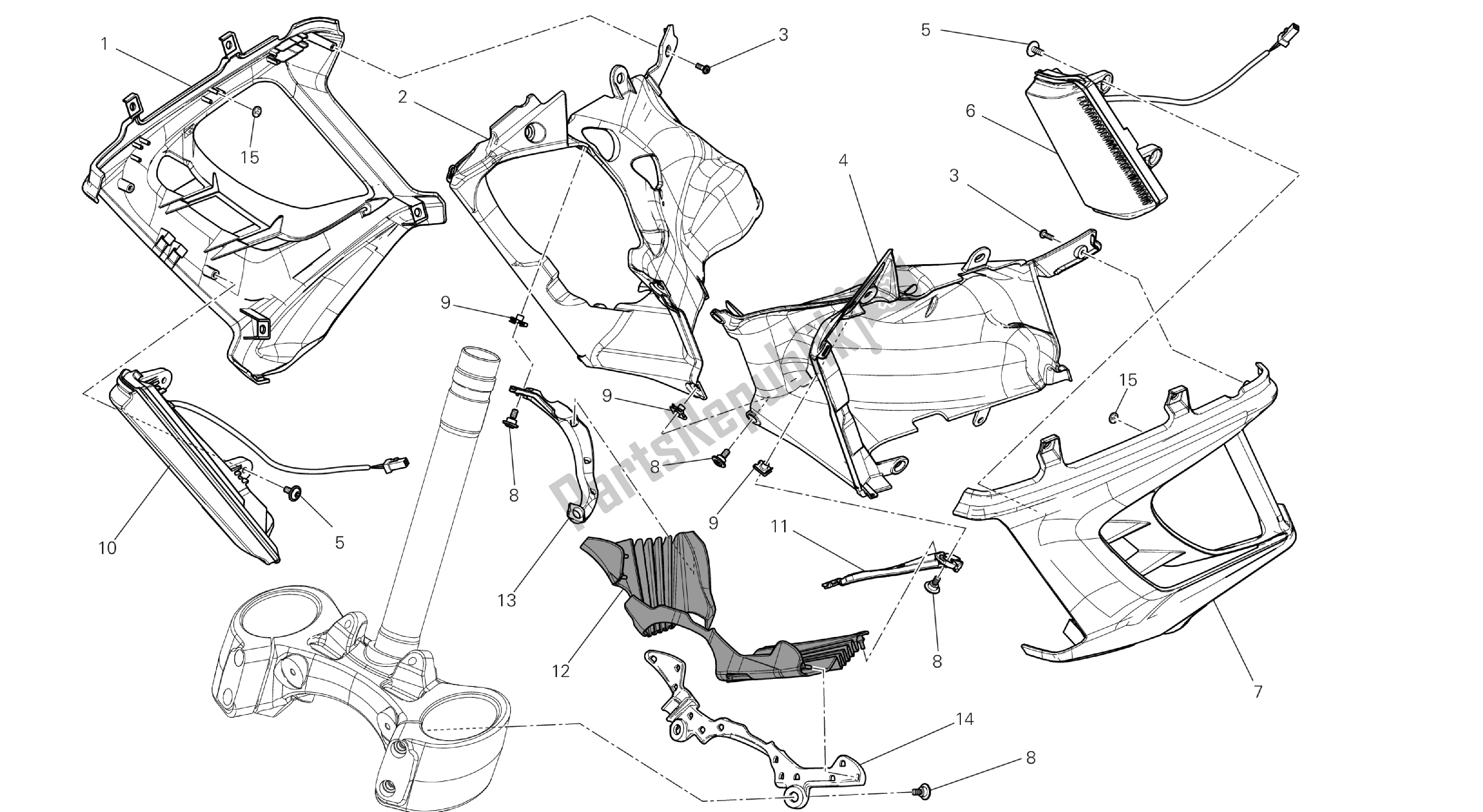 Tutte le parti per il Disegno 34a - Copertina, Radiatore [mod: Dvl; Xs T: A Us, Bra, Ch N, E Ur, F Ra, Jap, Th Ai] Group Fr Ame del Ducati Diavel 1200 2013