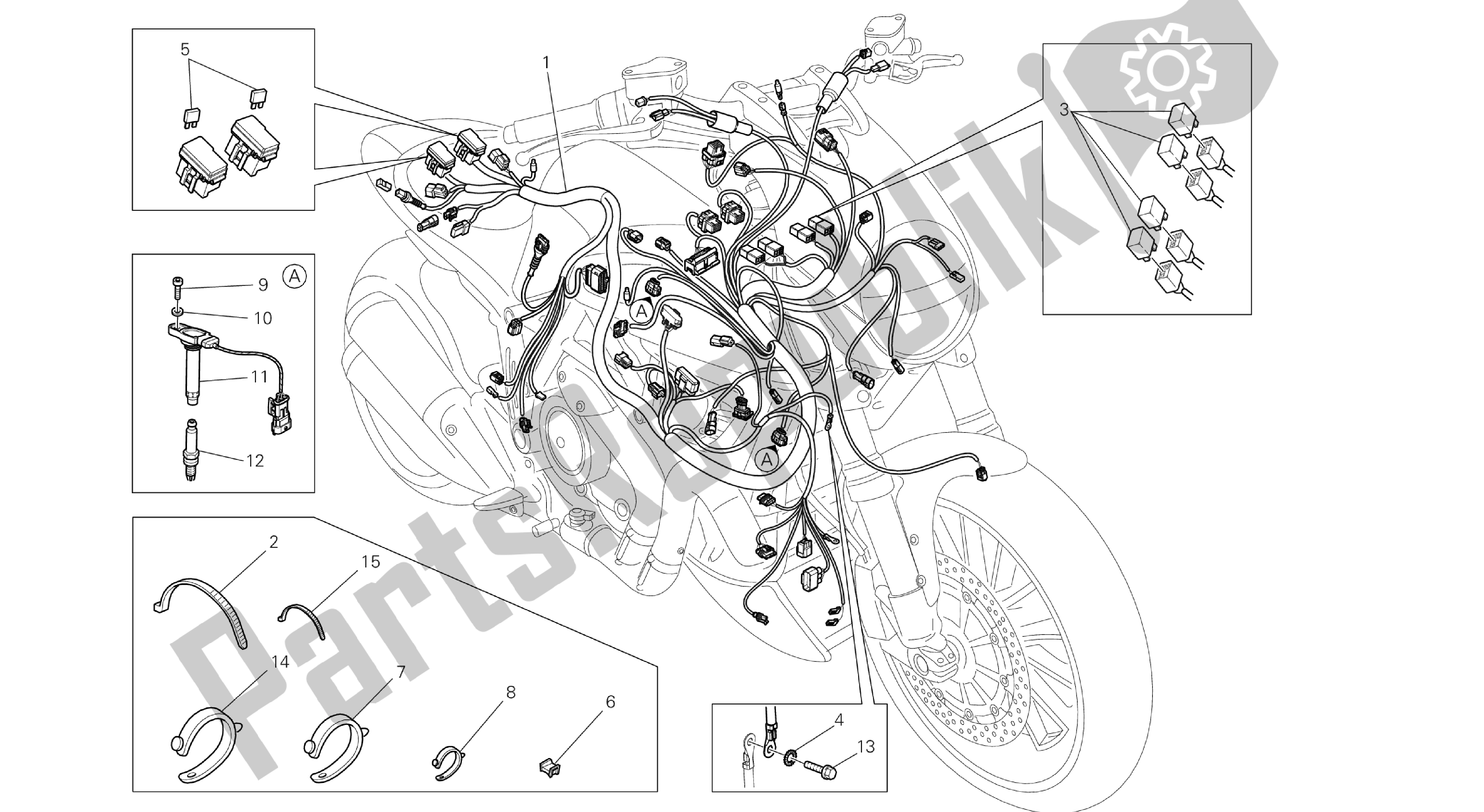 Tutte le parti per il Disegno 18b - Cablaggio [mod: Dvl; Xs T: A Us, Bra, Ch N, E Ur, F Ra, Jap, Th Ai] Group Electric del Ducati Diavel 1200 2013