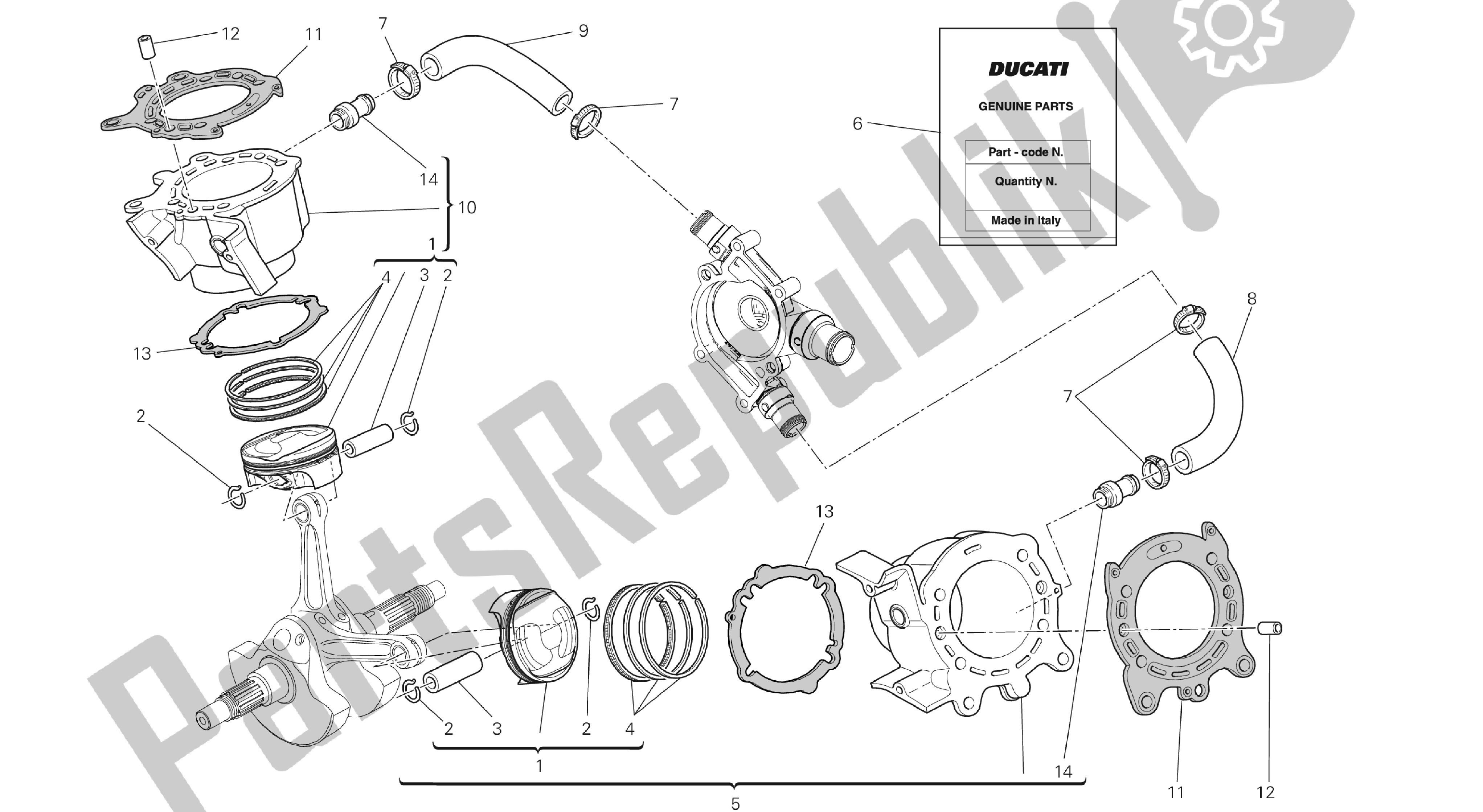 Alle onderdelen voor de Tekening 007 - Cilinders - Zuigers [mod: Dvl; Xs T: A Us, Bra, Ch N, E Ur, F Ra, Jap, Th Ai] Group Engi Ne van de Ducati Diavel 1200 2013