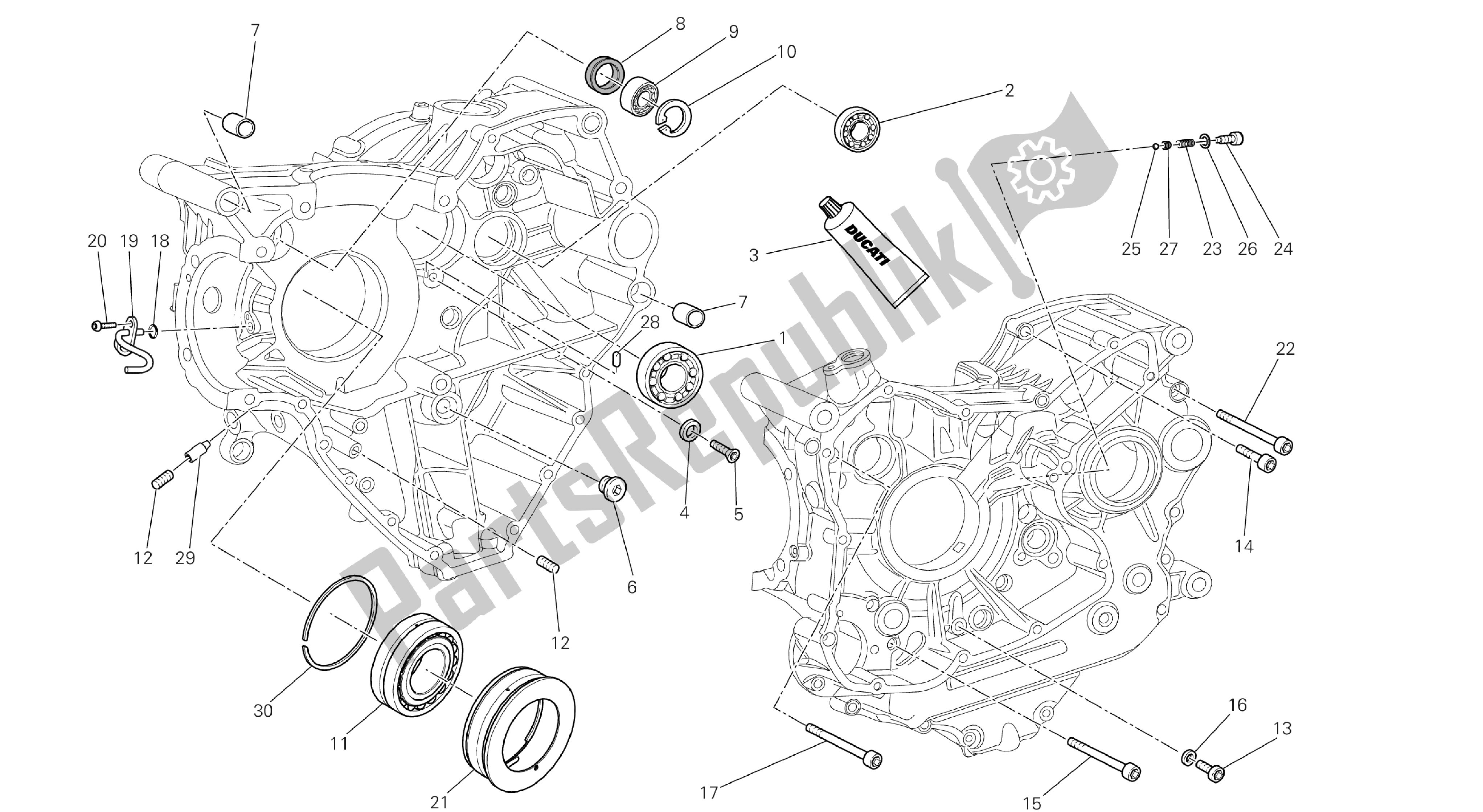 Tutte le parti per il Disegno 10a - Cuscinetti Del Basamento [mod: Dvl; Xs T: A Us, Bra, Ch N, E Ur, F Ra, Jap, Th Ai] Group Engi Ne del Ducati Diavel 1200 2013