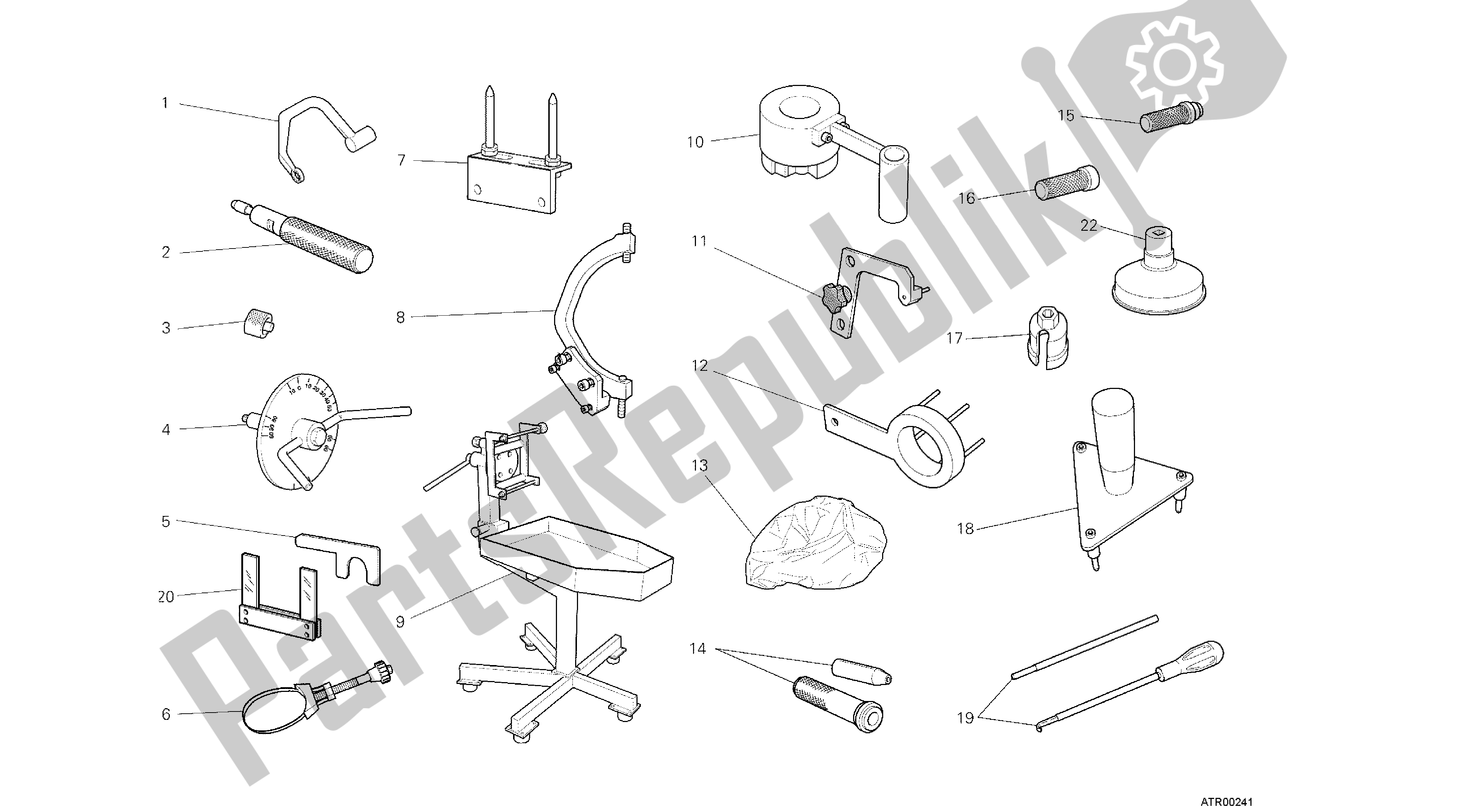 Tutte le parti per il Disegno 001 - Works Hop Ser Vice Tools [mod: Dvl; Xs T: A Us, Bra, Ch N, E Ur, F Ra, Jap, Th Ai] Strumenti Di Gruppo del Ducati Diavel 1200 2013