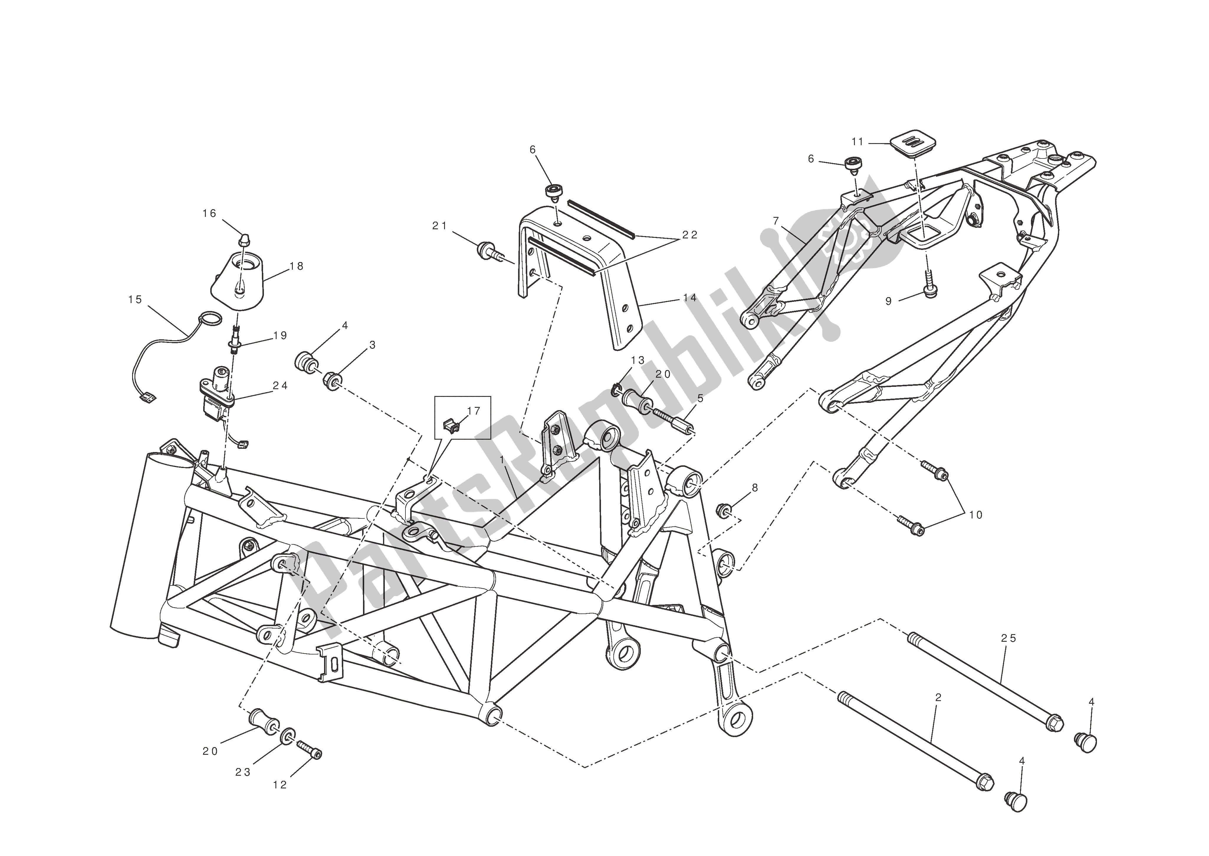 All parts for the Frame of the Ducati Hypermotard EVO 1100 2012