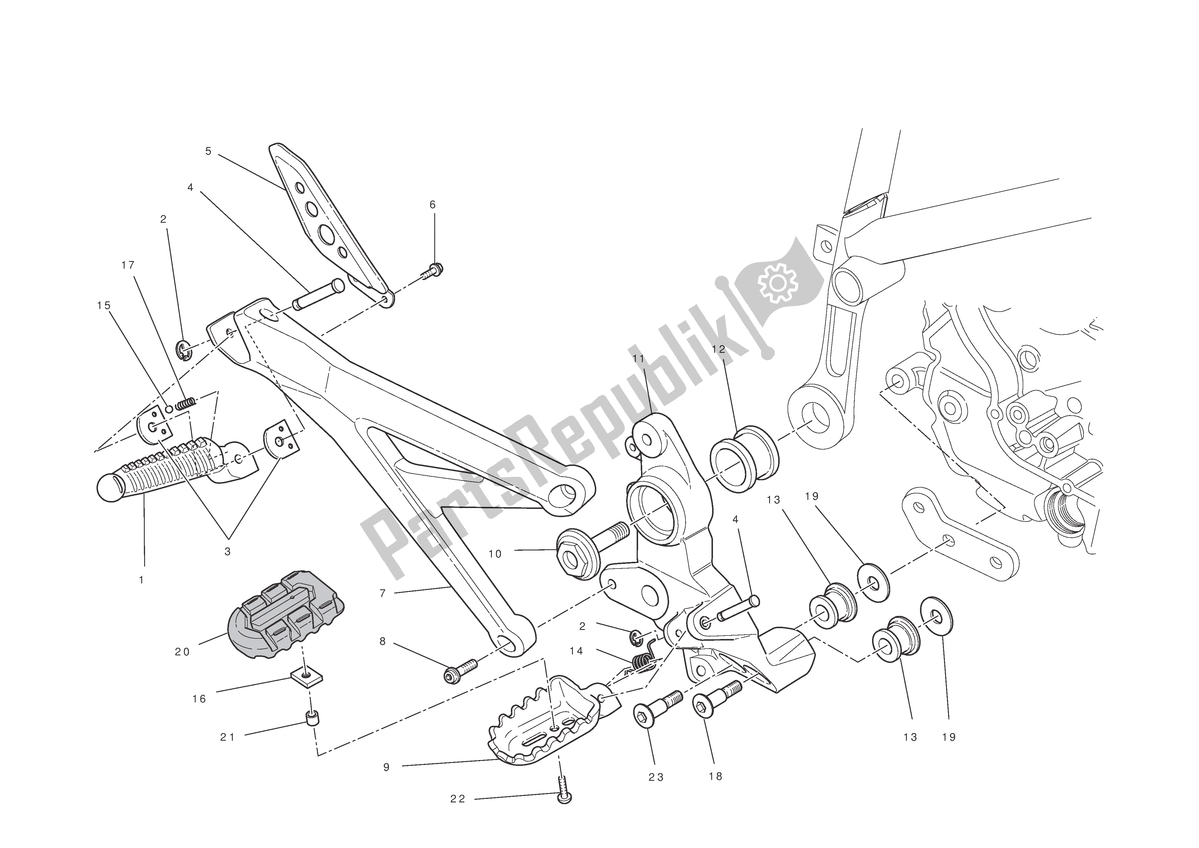 Todas las partes para Rh. Reposapiés de Ducati Hypermotard EVO 1100 2012