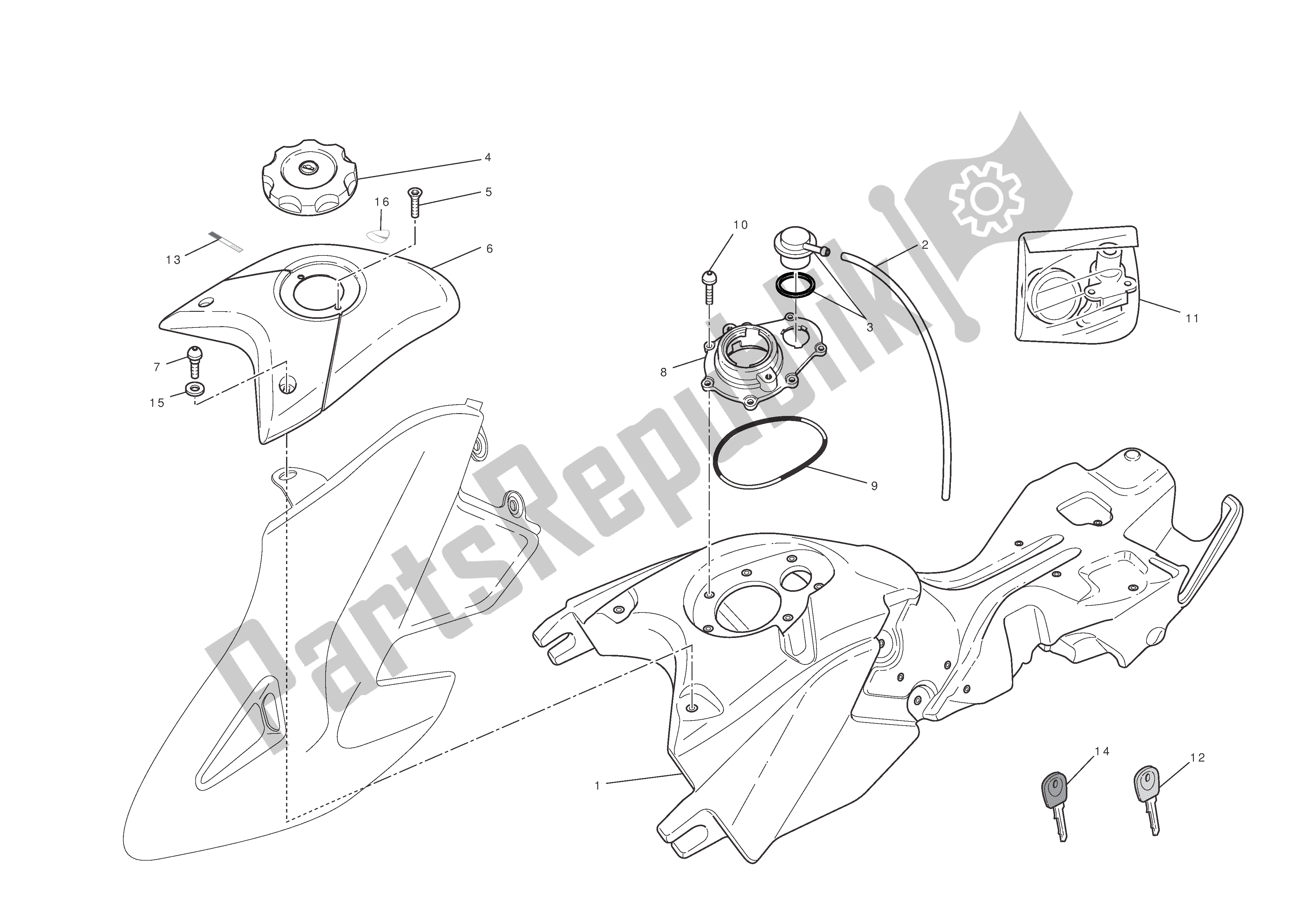 Todas las partes para Depósito De Combustible de Ducati Hypermotard EVO 1100 2012