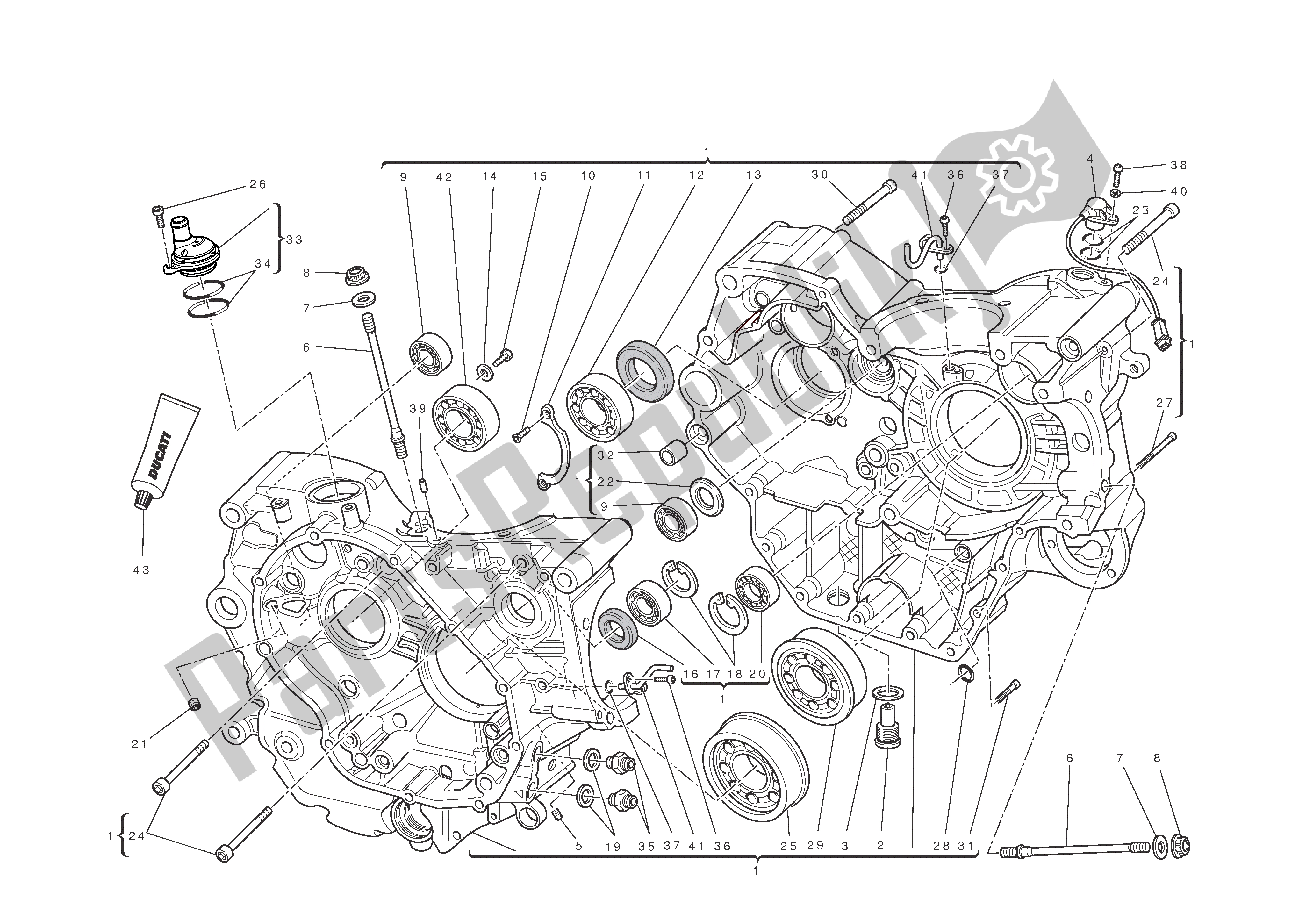 Todas las partes para Mitades Del Cárter de Ducati Hypermotard EVO 1100 2012
