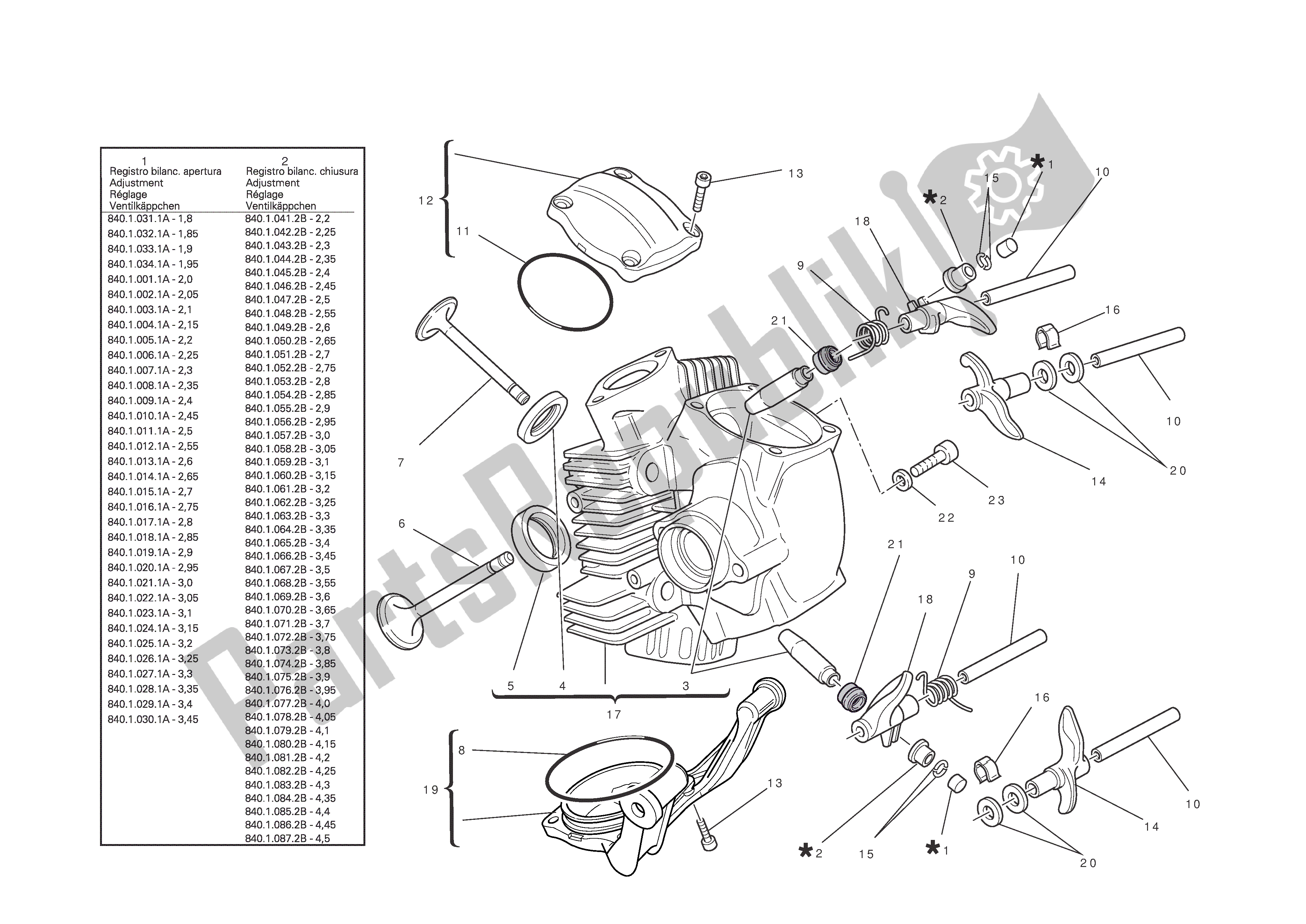 Todas las partes para Culata Horizontal de Ducati Hypermotard EVO 1100 2012