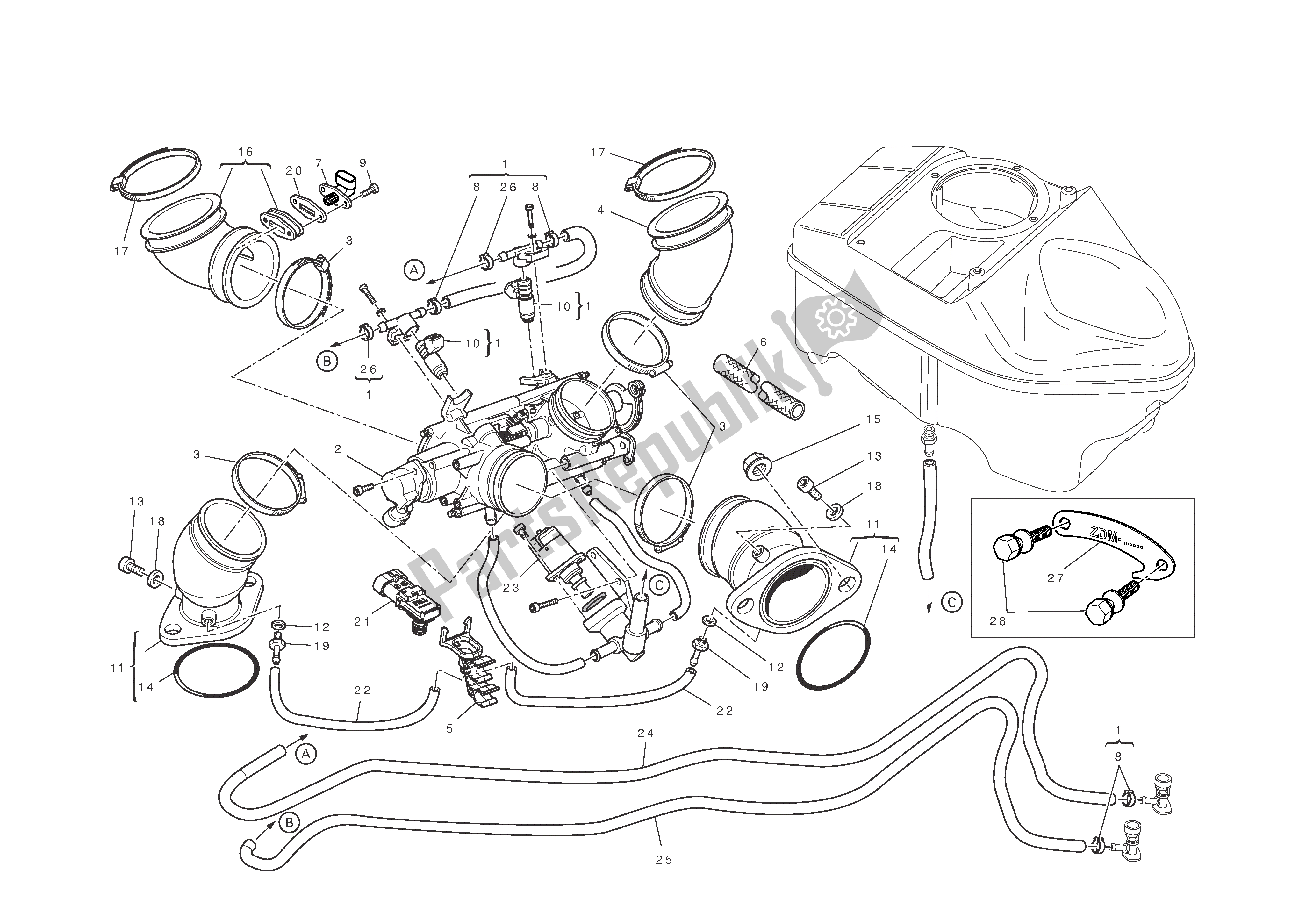 Todas las partes para Colectores De Admisión de Ducati Hypermotard EVO 1100 2012