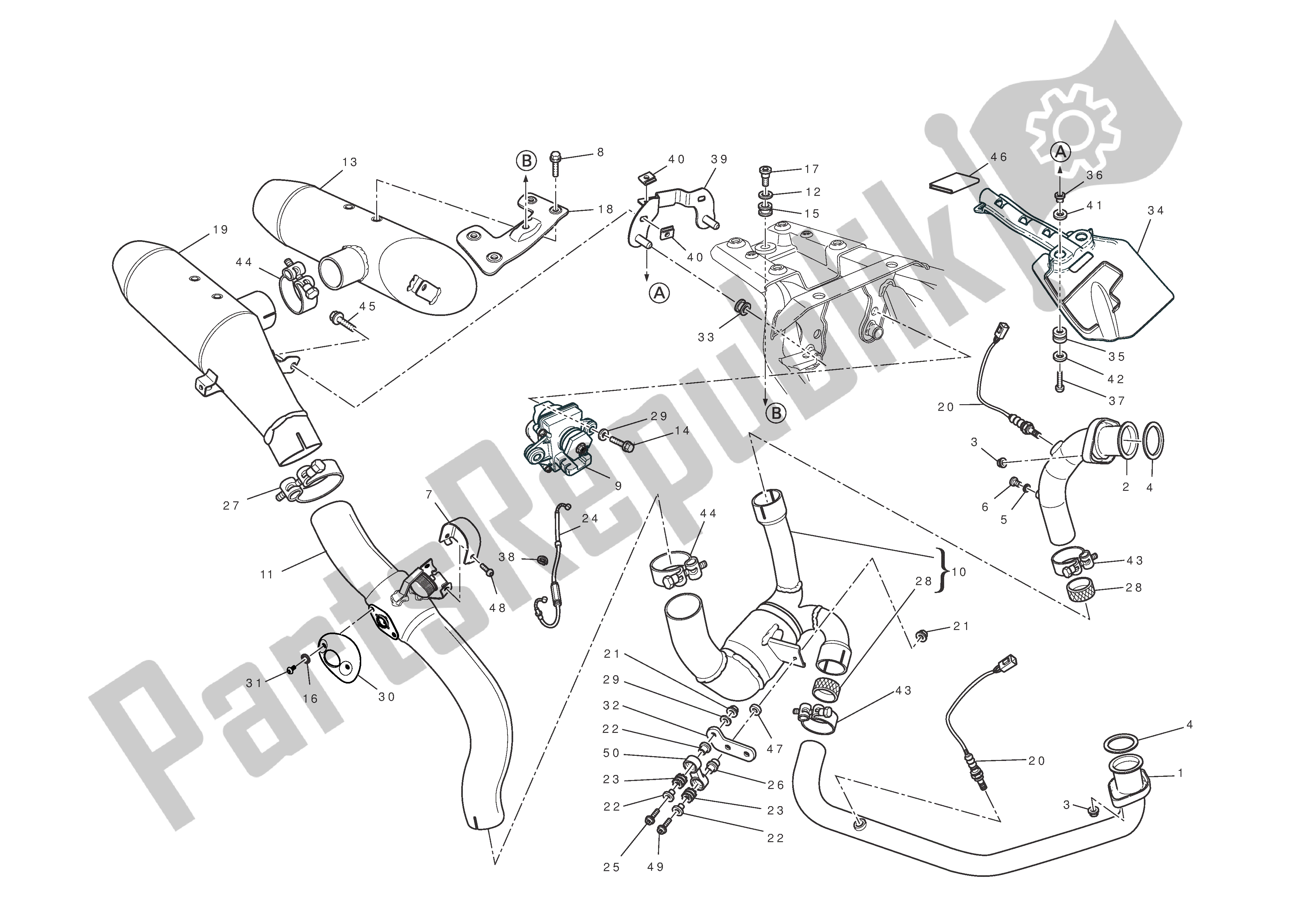 Todas las partes para Sistema De Escape de Ducati Hypermotard EVO 1100 2012