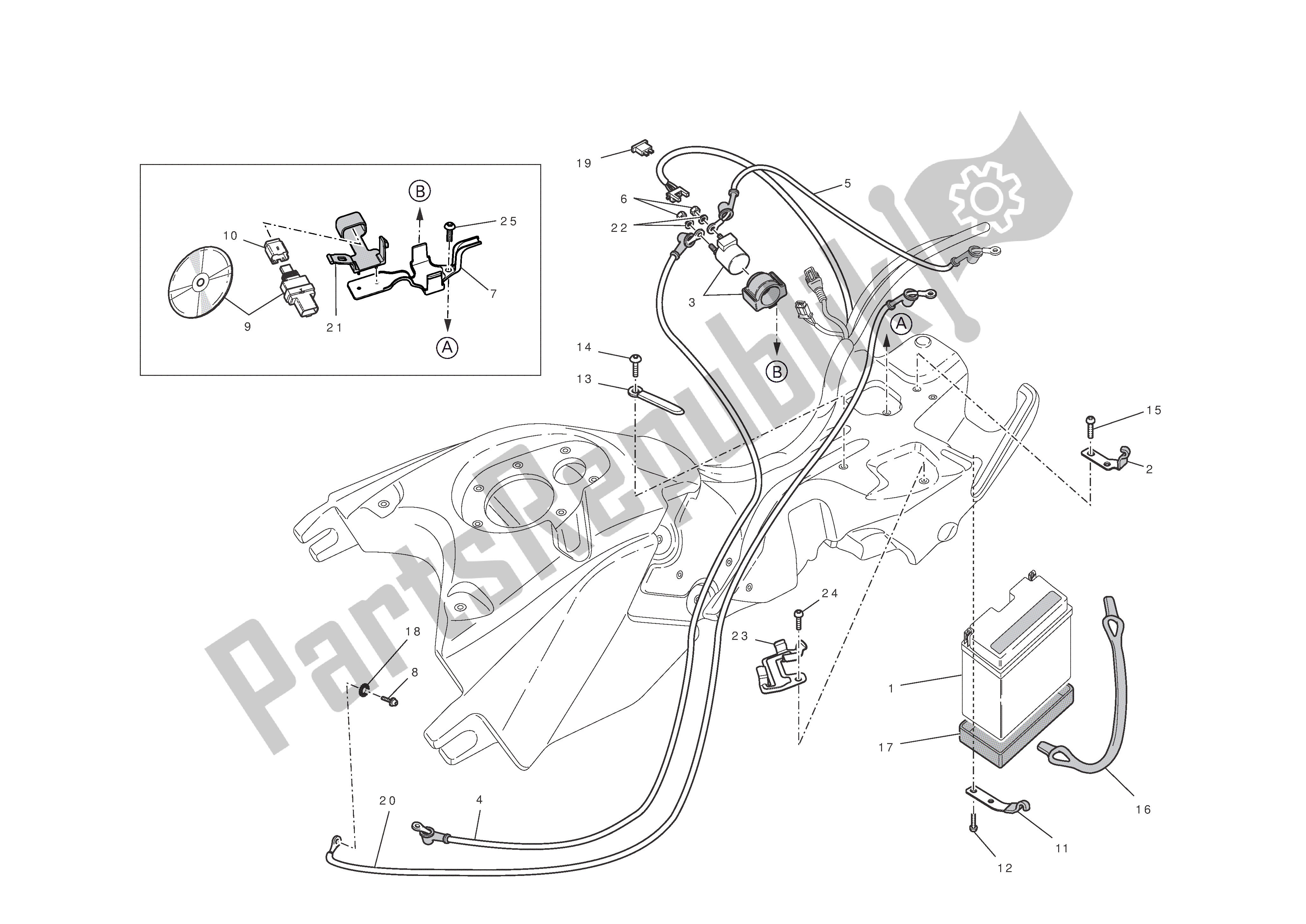 Todas las partes para Soporte De Batería de Ducati Hypermotard EVO 1100 2012