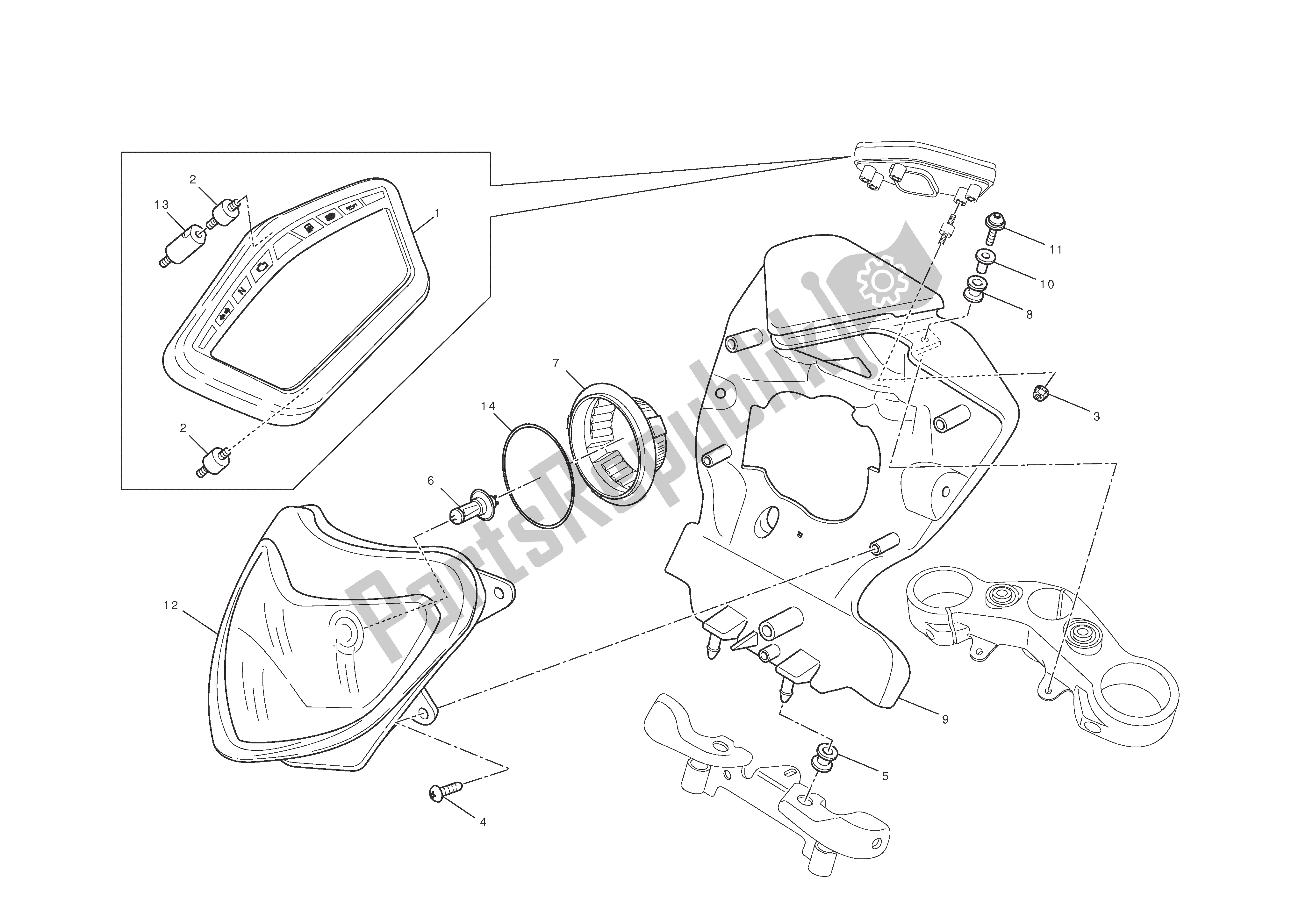 Todas las partes para Faro E Instr. Panel de Ducati Hypermotard EVO 1100 2012