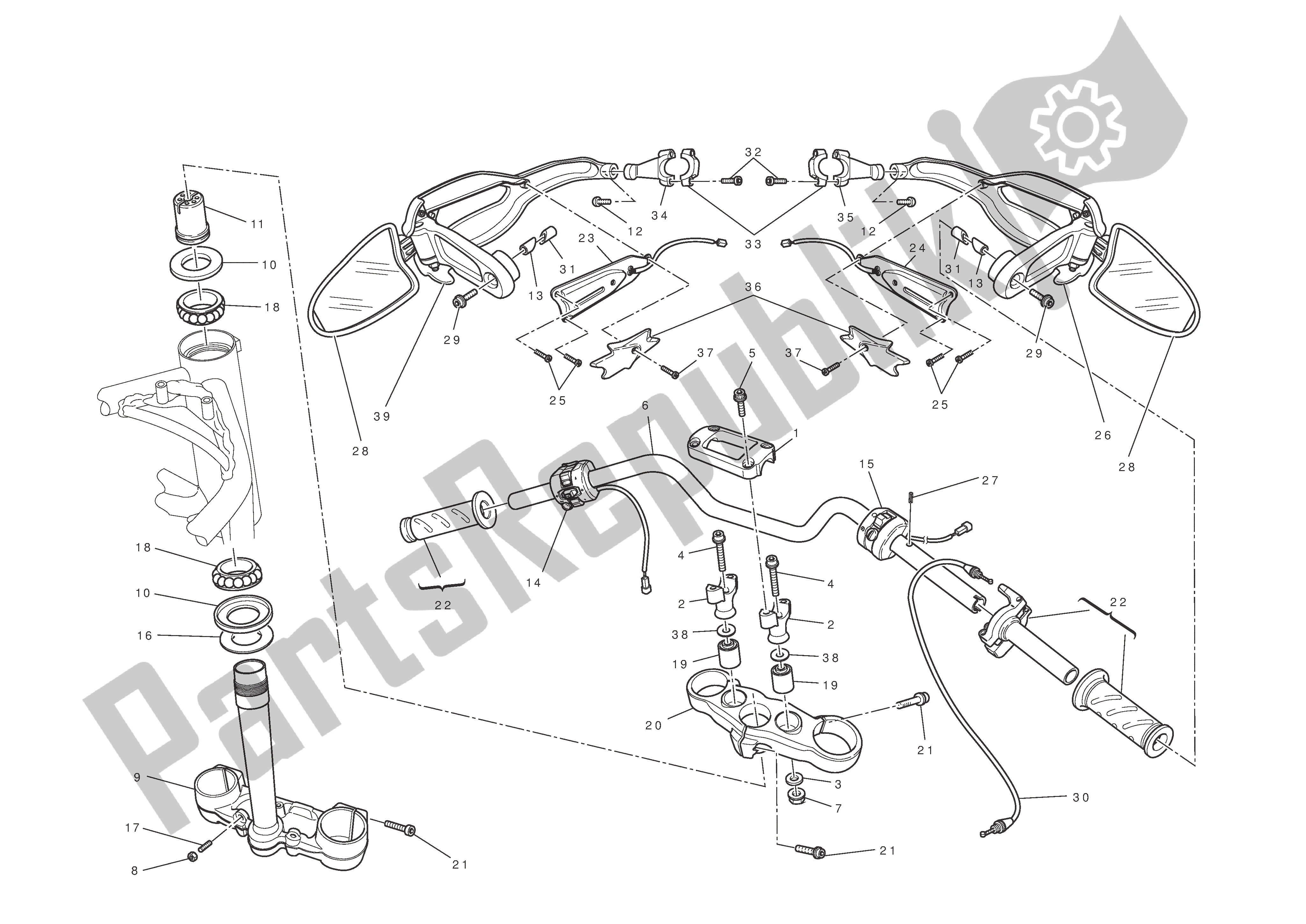 Todas las partes para Manillar Y Controles de Ducati Hypermotard EVO 1100 2012