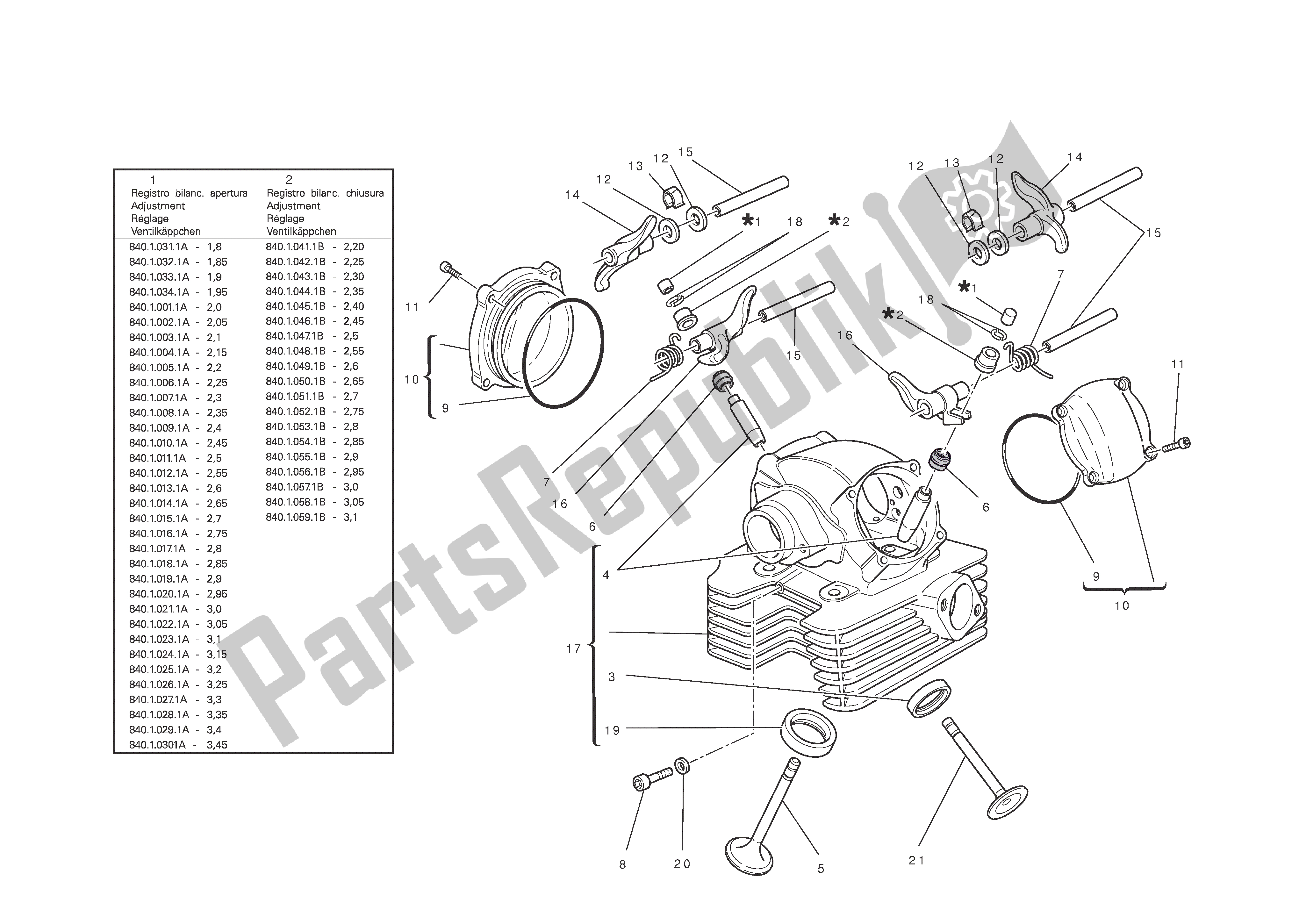 Tutte le parti per il Testata Verticale del Ducati Hypermotard EVO SP Corse Edition 1100 2012