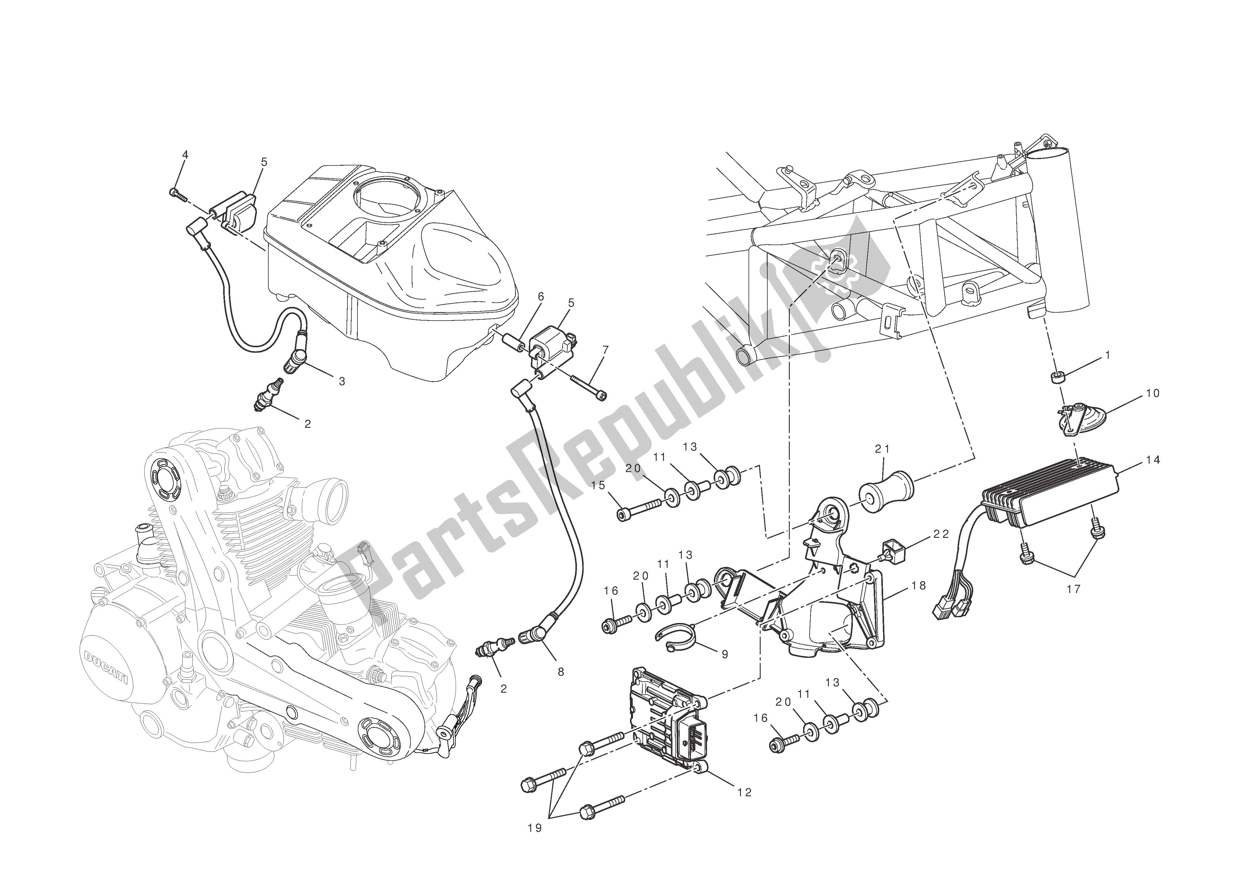 Todas las partes para Sistema Eléctrico de Ducati Hypermotard EVO SP Corse Edition 1100 2012