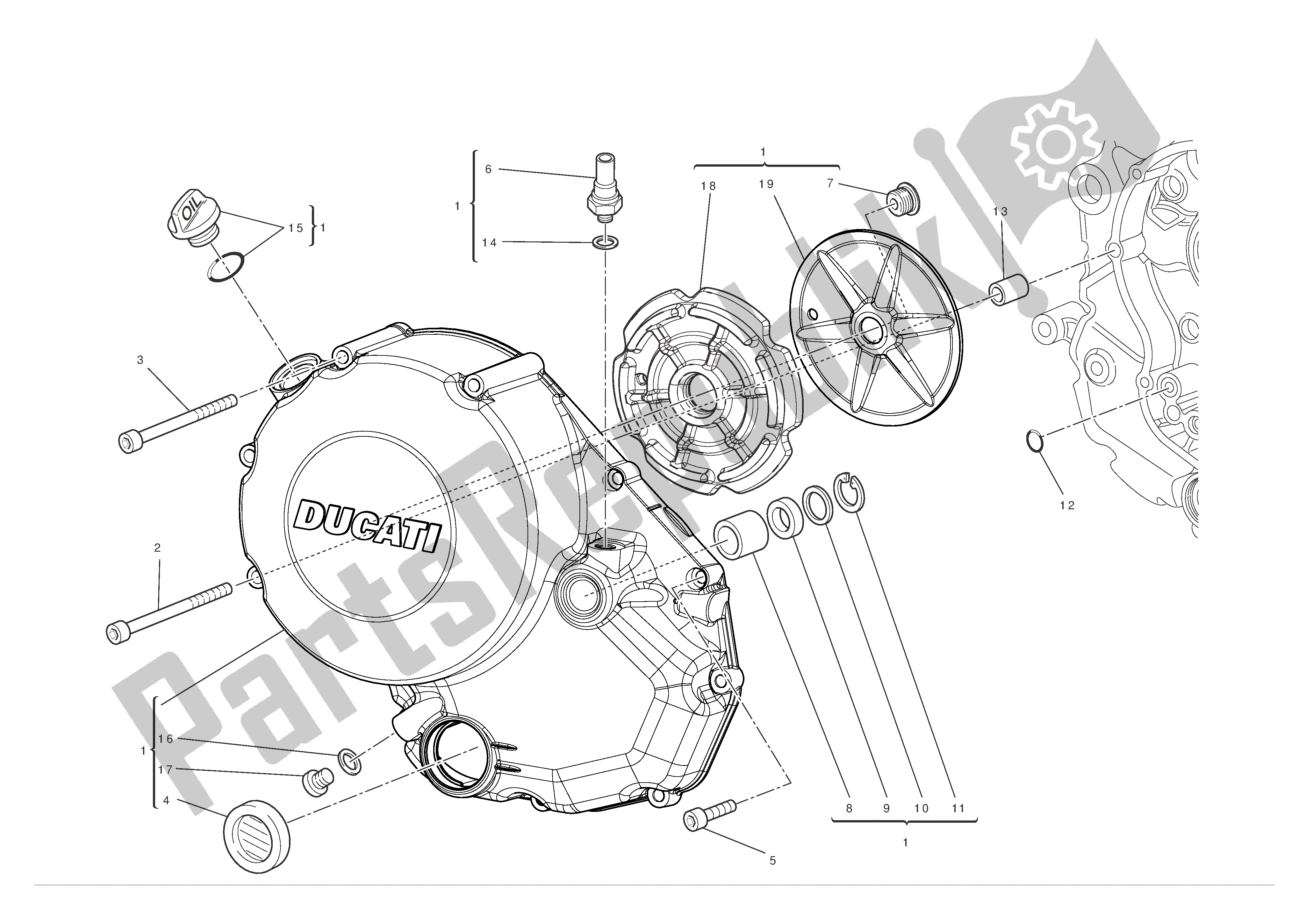 Todas las partes para Tapa Del Cárter Del Lado Del Embrague de Ducati Hypermotard 796 2012