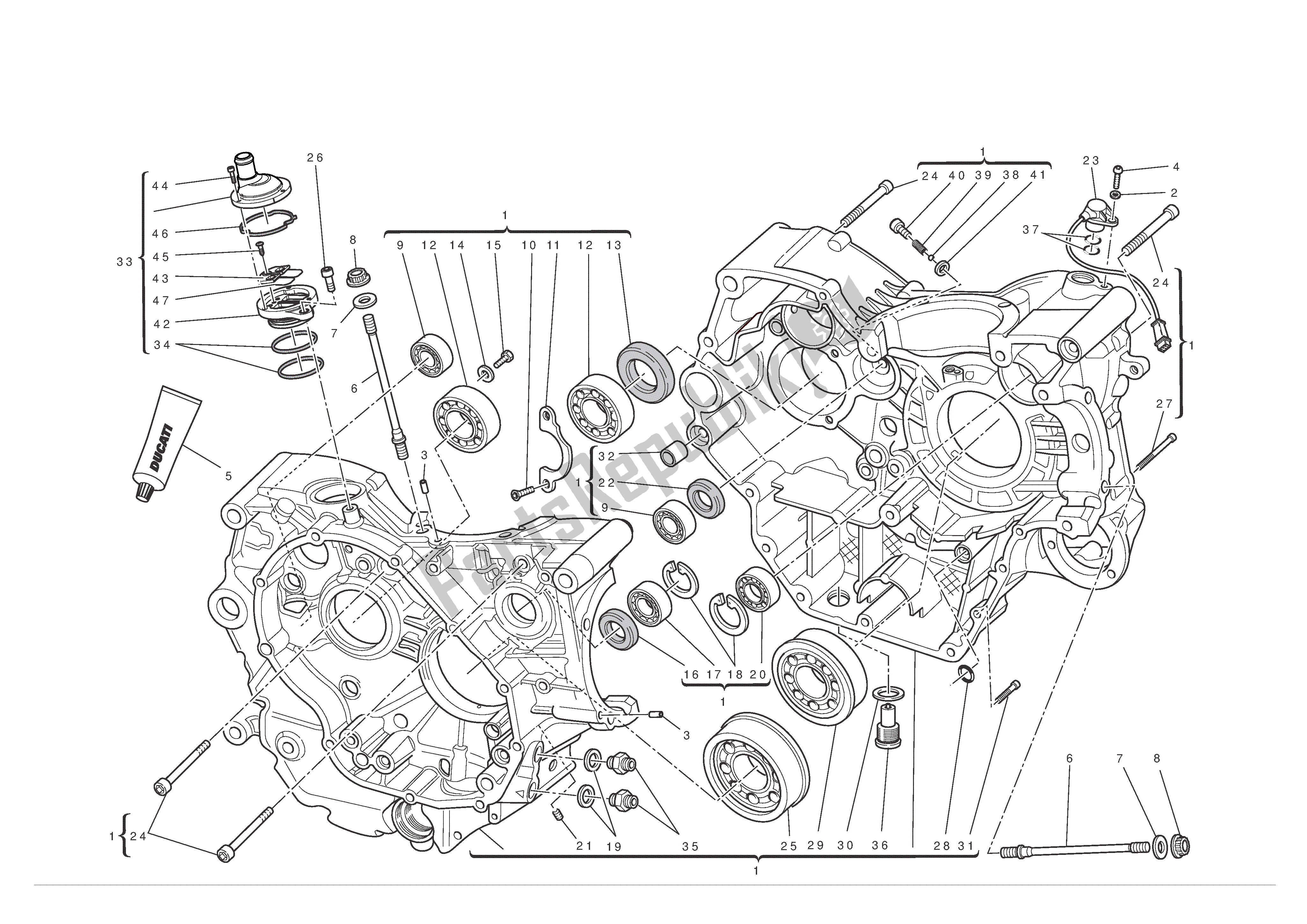 Todas las partes para Mitades Del Cárter de Ducati Hypermotard 796 2012