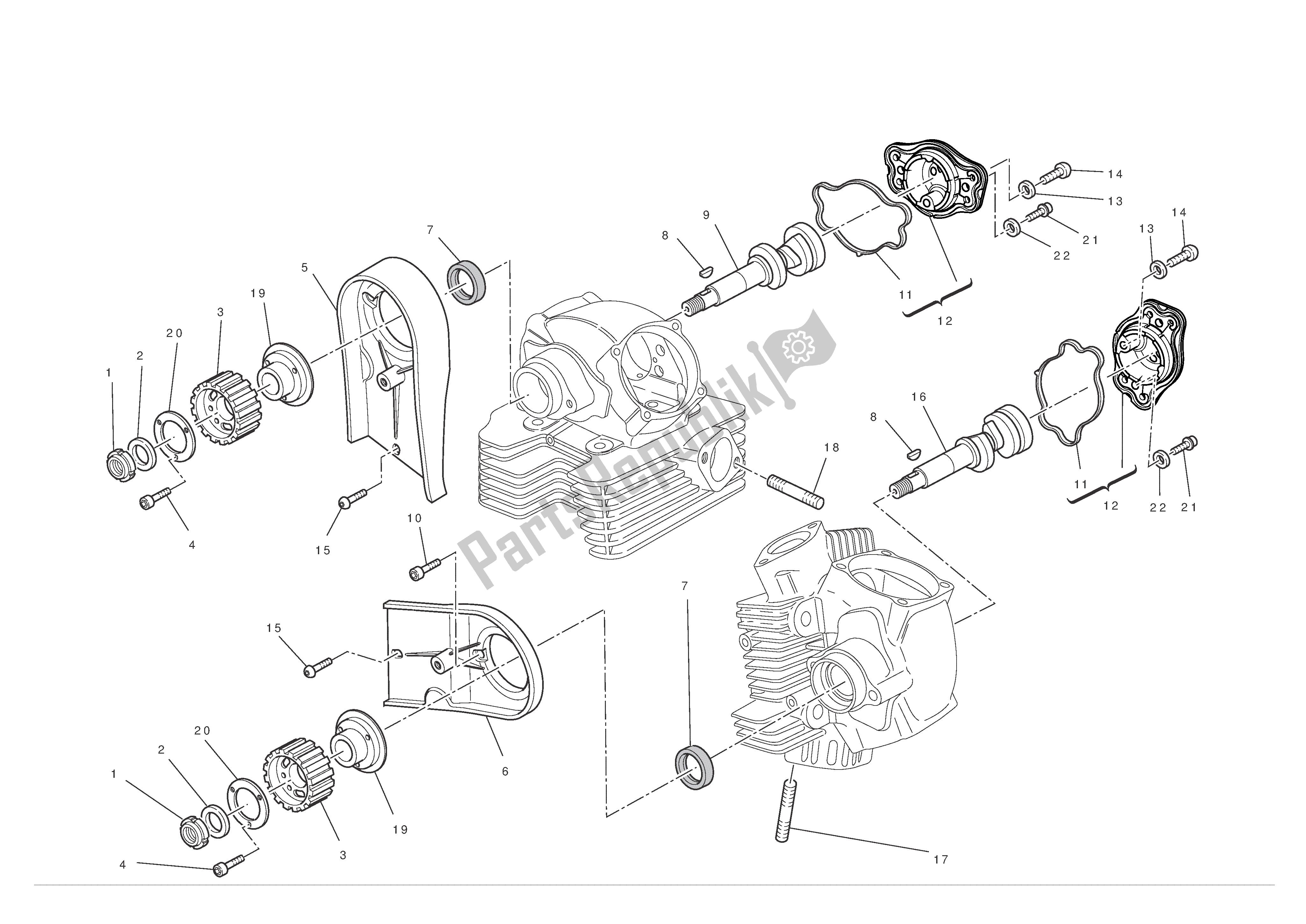 All parts for the Cylinder Head : Timingsystem of the Ducati Hypermotard 796 2012